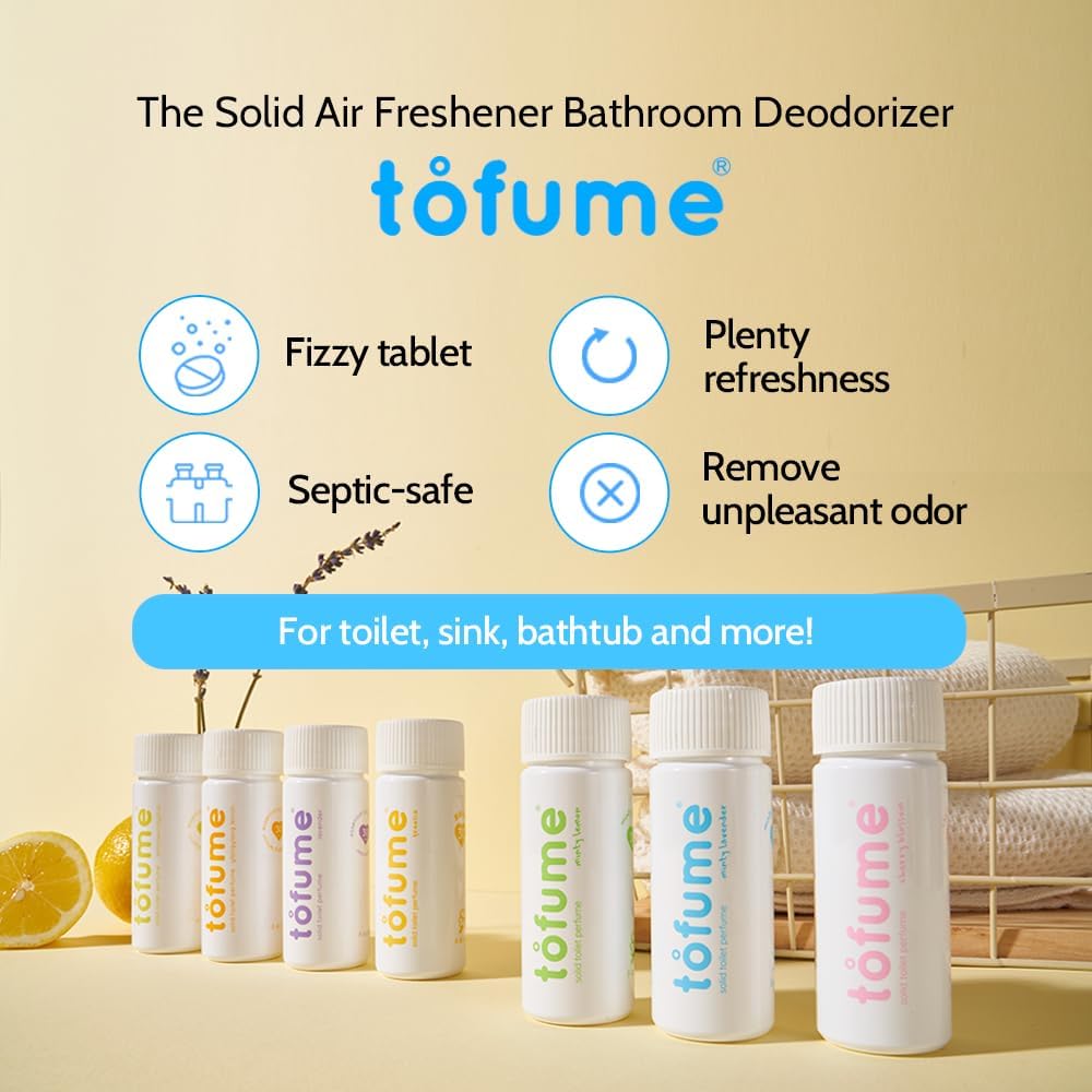 Effervescent Bathroom Air Freshener - Fresh Minty Lemon - Toilet Deodorizer, Bathroom Odor Eliminator, Toilet Freshener, Flushable Air Freshener Toilet Tablets, 90 Count (Pack of 3)