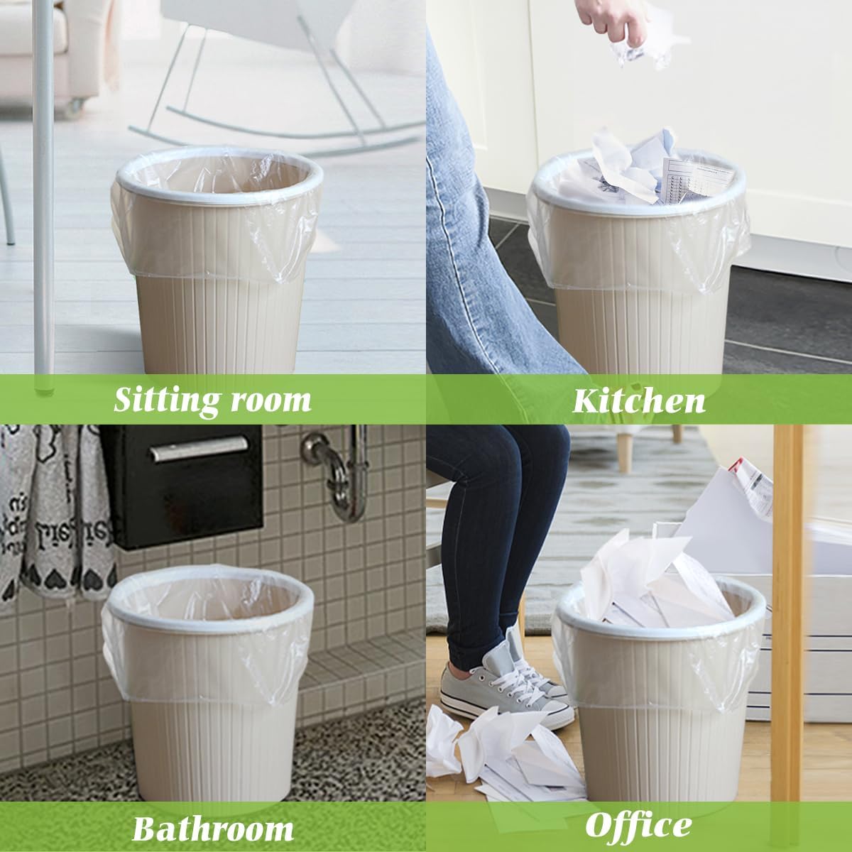 2.6 Gallon 220 Counts Strong Trash Bags Garbage Bags by Teivio, Bathroom Trash Can Bin Liners, Small Plastic Bags for home office kitchen,fit 10 Liter, 2,2.5,3 Gal, Clear