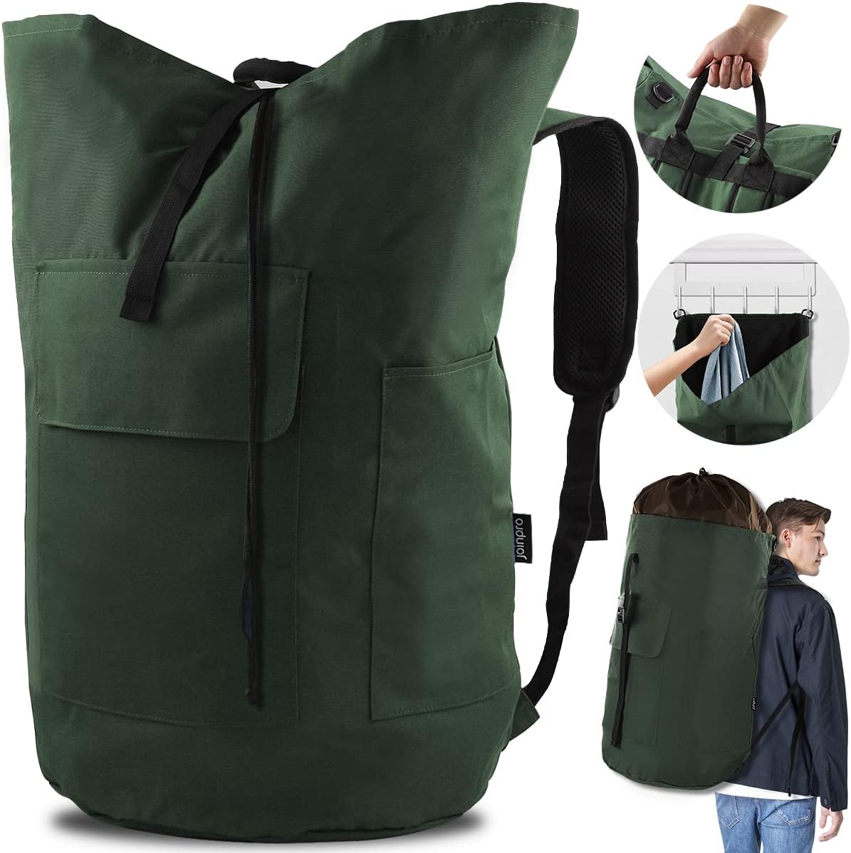 Laundry Bag Backpack, 125L Extra Large Travel Laundry Bags with Shoulder Straps, Adjustable & Extendable Design, Laundry Hamper Bag with 3 Pockets for Laundromat, College, Travel