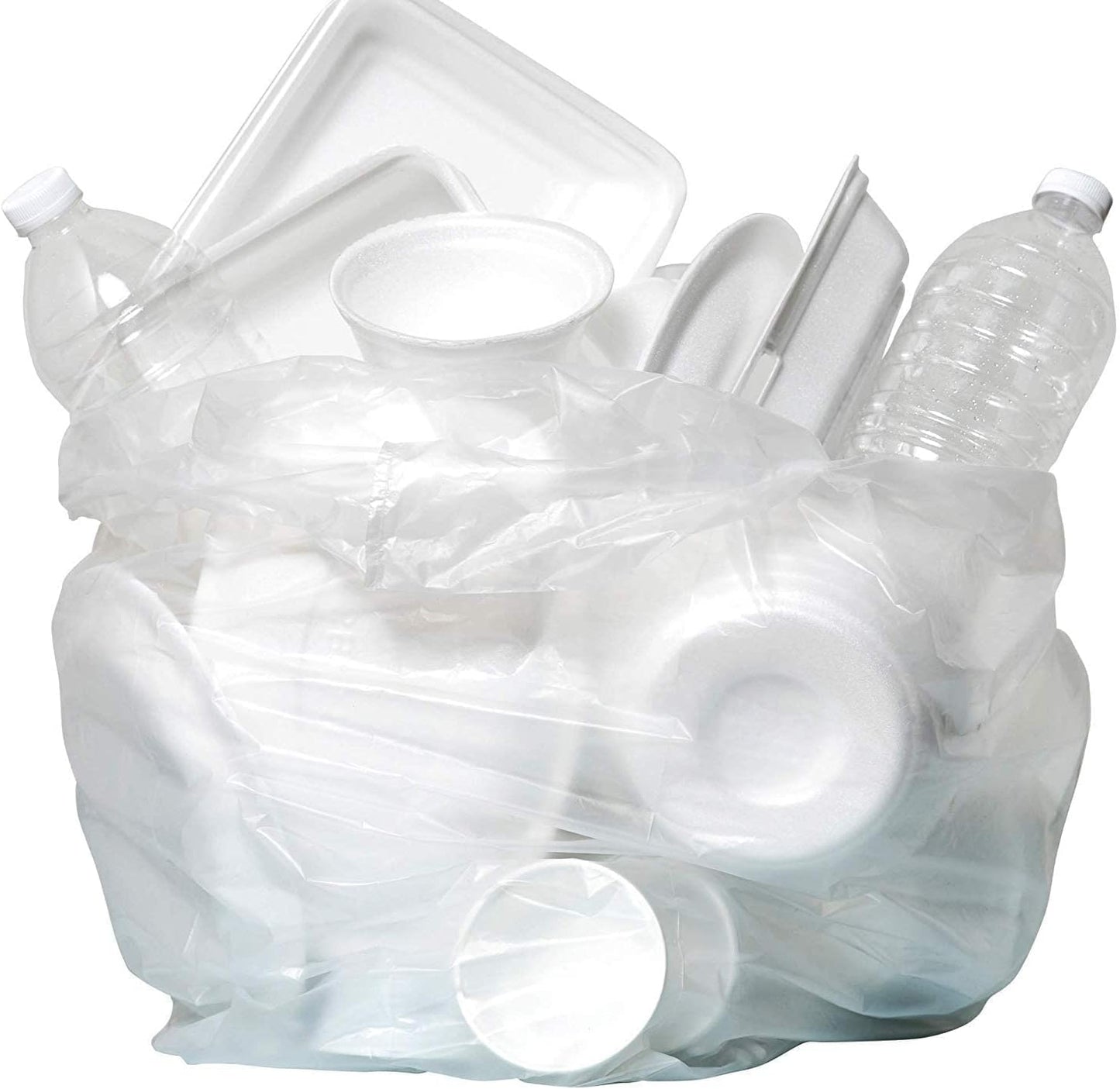 Aluf Plastics High Density Trash Bags, 45 Gallon, 1000 Count, 12 Micron (eq), 40" x 48", Clear, for Bathroom, Office, Industrial, Commercial, Janitorial, Municipal, Recycling