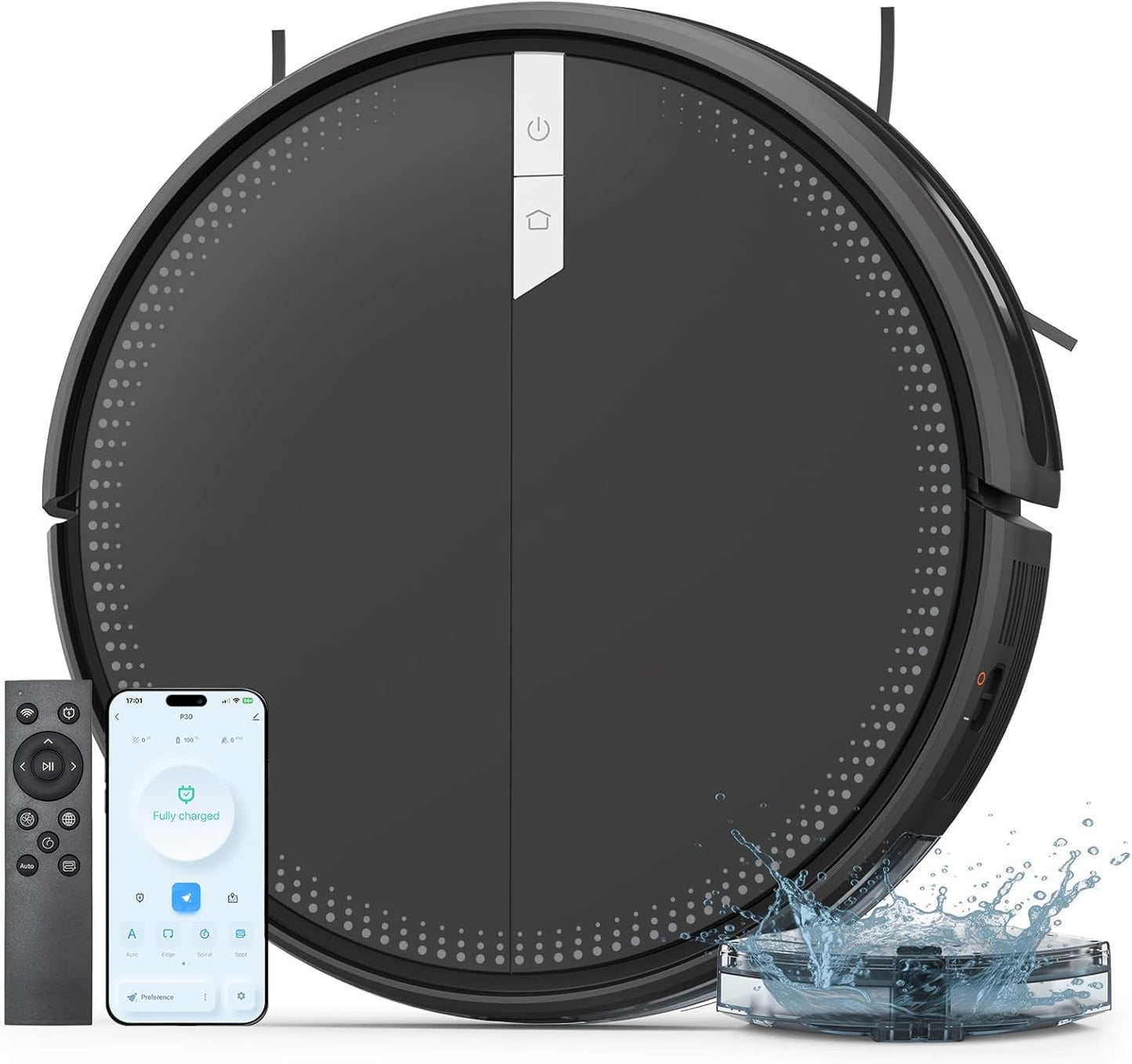 AIRROBO Robot Vacuum and Mop, 3000Pa Strong Suction Power Vacuum Mop Robot, Wi-Fi/App/Alexa, Self-Charging Robotic Vacuum for Hard Floor, Pet Hair and Low-Piled Carpet, Slim Design, Quiet