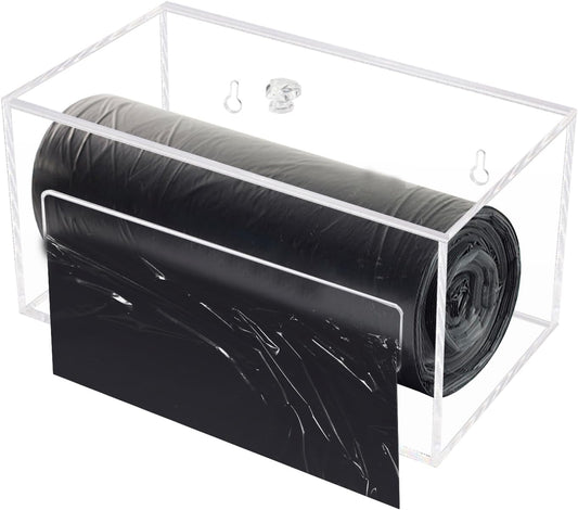 Trash Bag Organizer Dispenser, Acrylic Garbage Bag Holder Dispenser, Trash Bag Roll Dispenser for Wall Mount