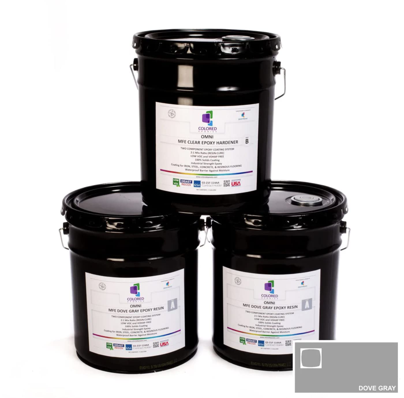 15 Gallon Resin and Hardener, 15 Gallon Dove Gray Epoxy Resin Coating Made with Beautiful and Vibrant Pigments