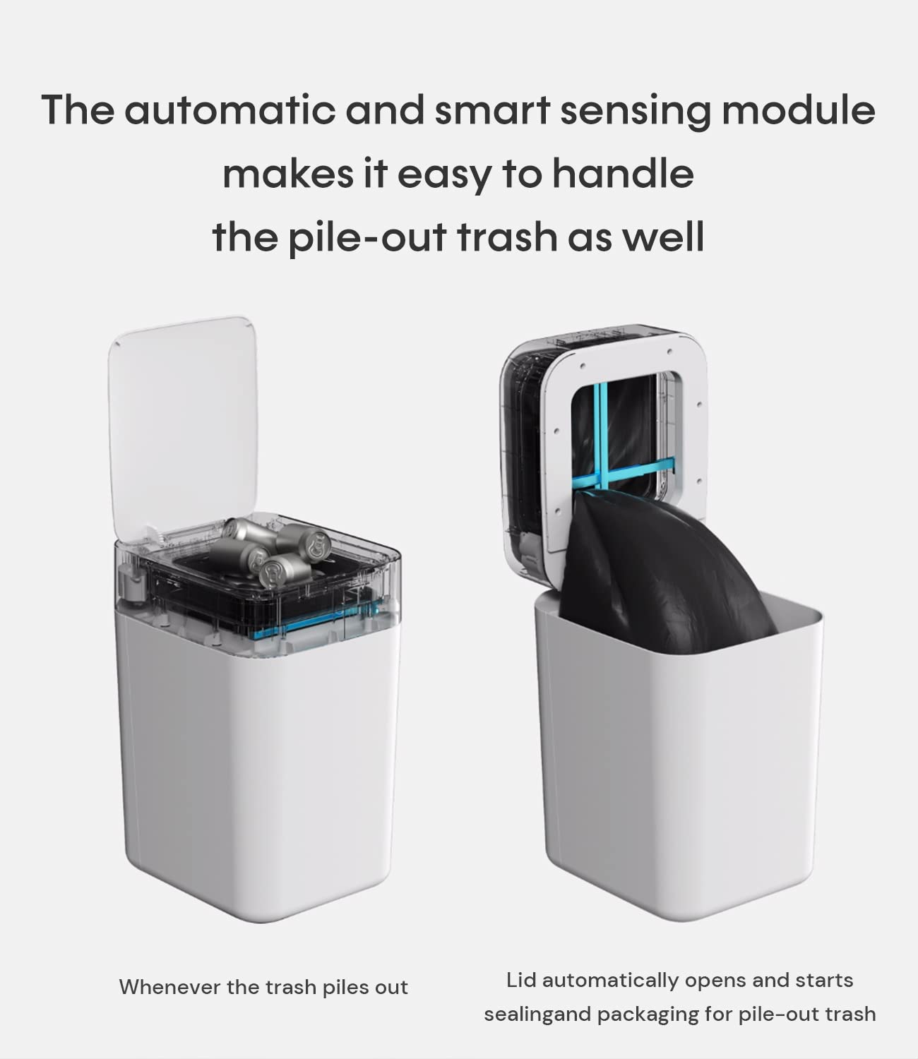 TOWNEW T1S 4.1 Gallon Automatic Self-Sealing and Self-Changing, Motion Sense Activated Trash Can, 2024 Upgrade Smart Garbage Can with Lid for Kitchen Bathroom Office, White