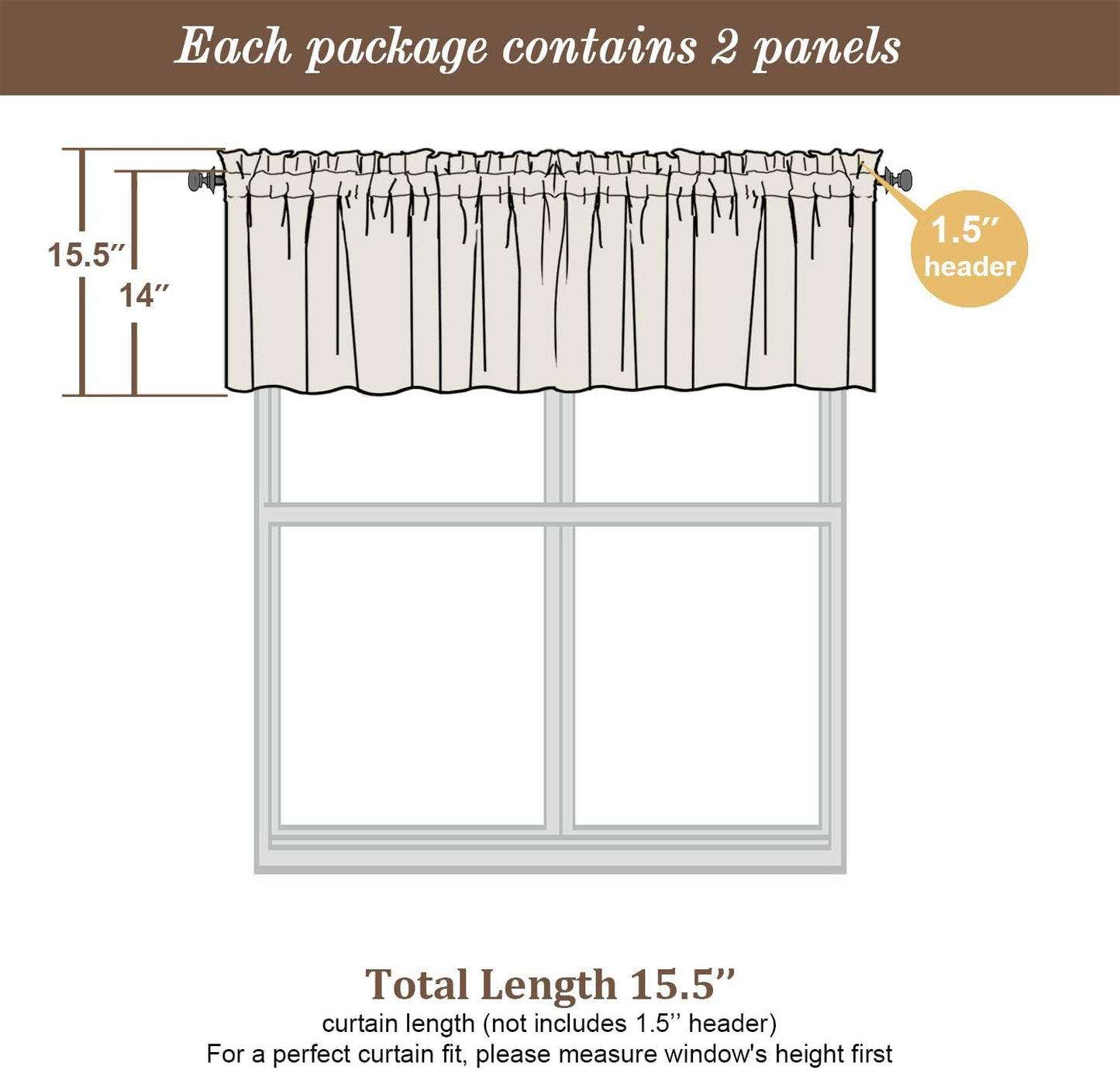 Chyhomenyc Sheer Valances for Windows 2 Pack, Small Valance for Living Room Bathroom Cafe Laundry Basement, Lightweight Rod Pocket Voile Curtain, Mustard Yellow, 42Wx14L Inches