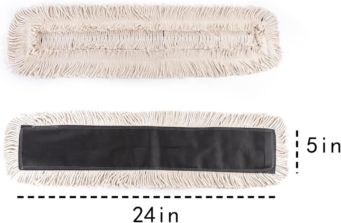 Matthew Cleaning 24'' High Strength Disposable Dust Mop Cotton Cut-end Yarn Mop Replacement Heads for Residential & Commercial Fit Standard Dust Mop Frames, Hardwood, Laminate, Concrete Floors 3Pack