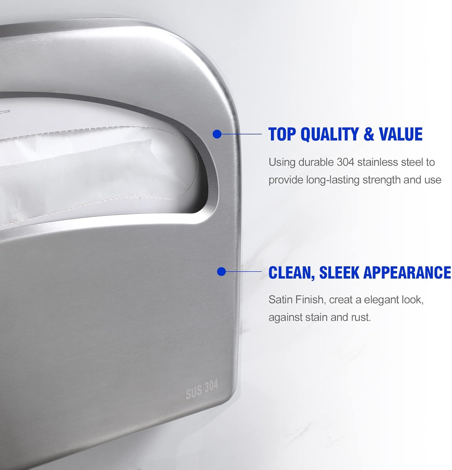 2 Packs Toilet Seat Cover Dispenser Wall Mount Commercial, Half Fold Toilet Seat Cover Dispenser, 304 Stainless Steel, 16-Inch