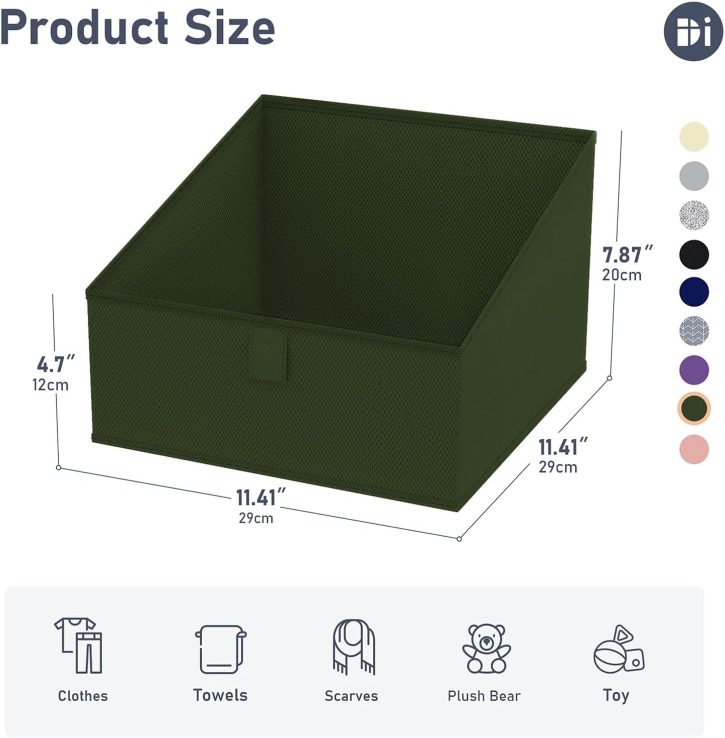 DIMJ Closet Storage Bins 8 Pack - Fabric Trapezoid Closet Organizer Bin, Foldable Storage Baskets for Shelves, Closet Shelf Organizer, Clothing Storage Box for Toys, Books, Towel, Clothes, Green