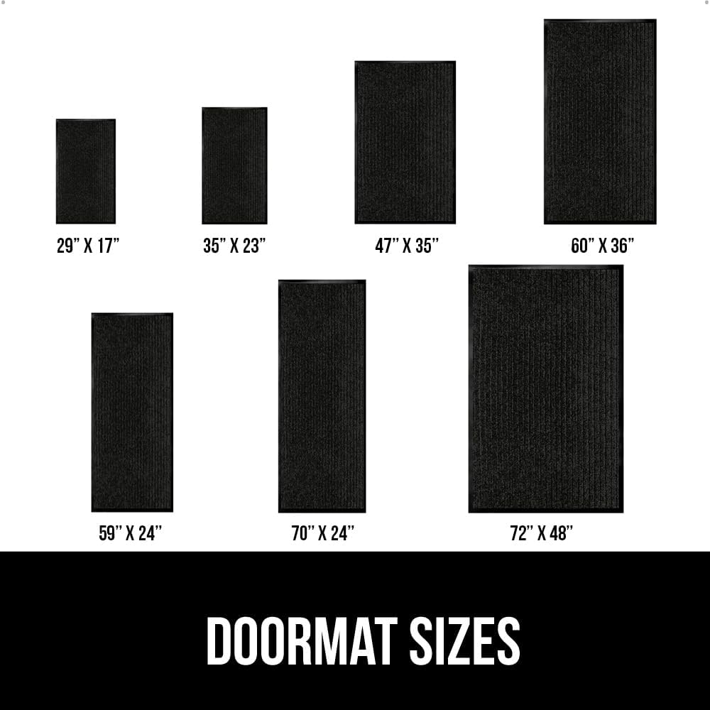 GORILLA GRIP Traffic Guard Door Mat, 47x35, Heavy Duty Welcome Mats, Commercial Office Space Doormat, Waterproof, Fade Resistant, Strong Rubber Backing, Low Profile, Shoe and Boot Scraper, Jet Black