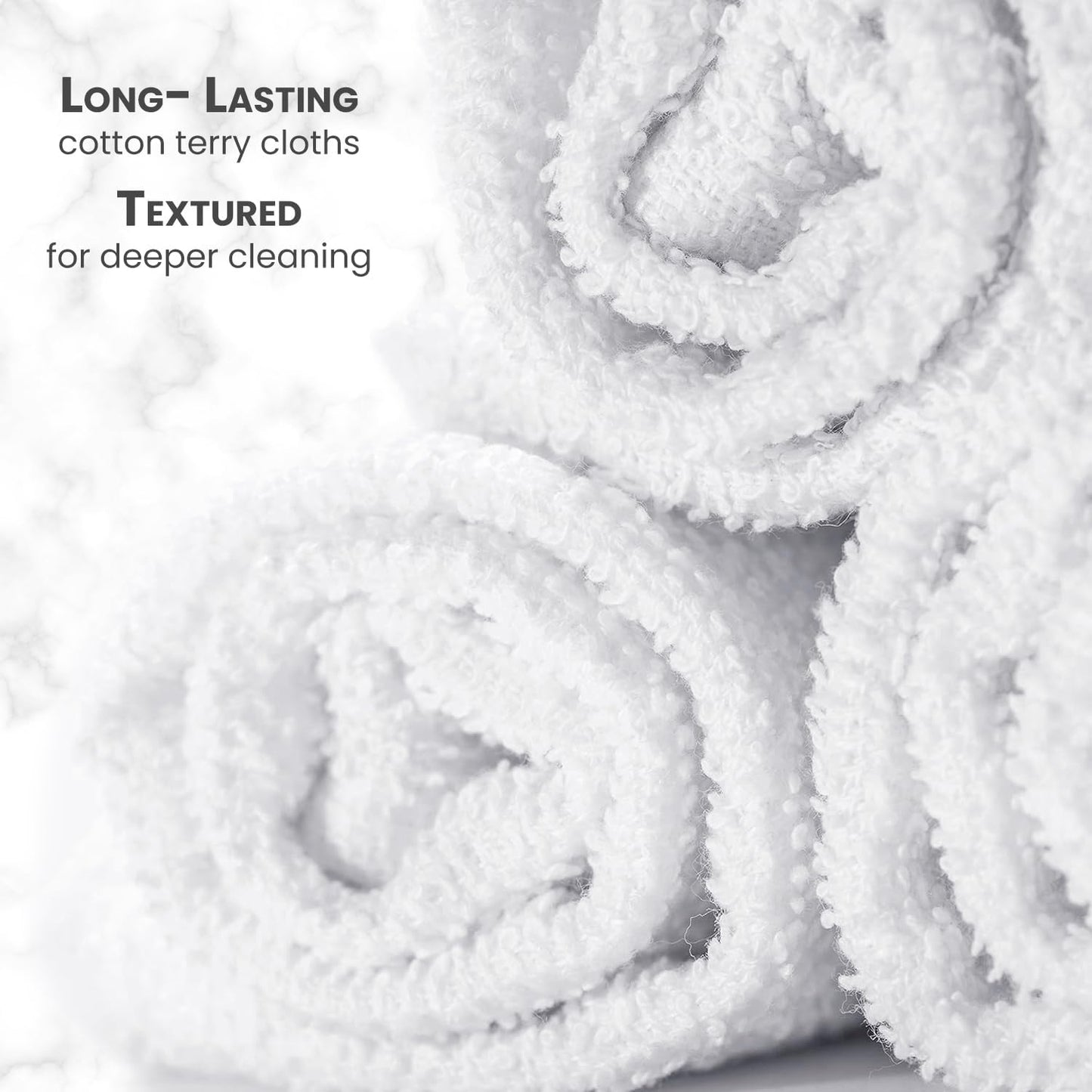 Terry Bar Mop Towels (Value Pack of 60) Size 14"x17" – Absorbent and Durable, Multipurpose Cleaning Rags, Cotton Cleaning Towels, Terry Cloth Rags, Reusable Shop Rags (White)