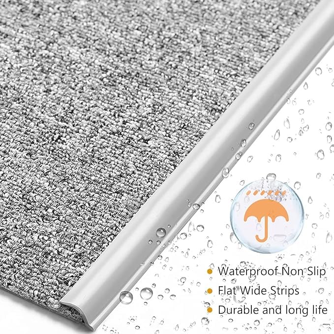 Self Adhesive Carpet Transition Strip with Edge Trim, Designed for Seamless Transitions from Carpet to Tile or Vinyl Floors, Perfect for Doorways.(Gray,6ft)