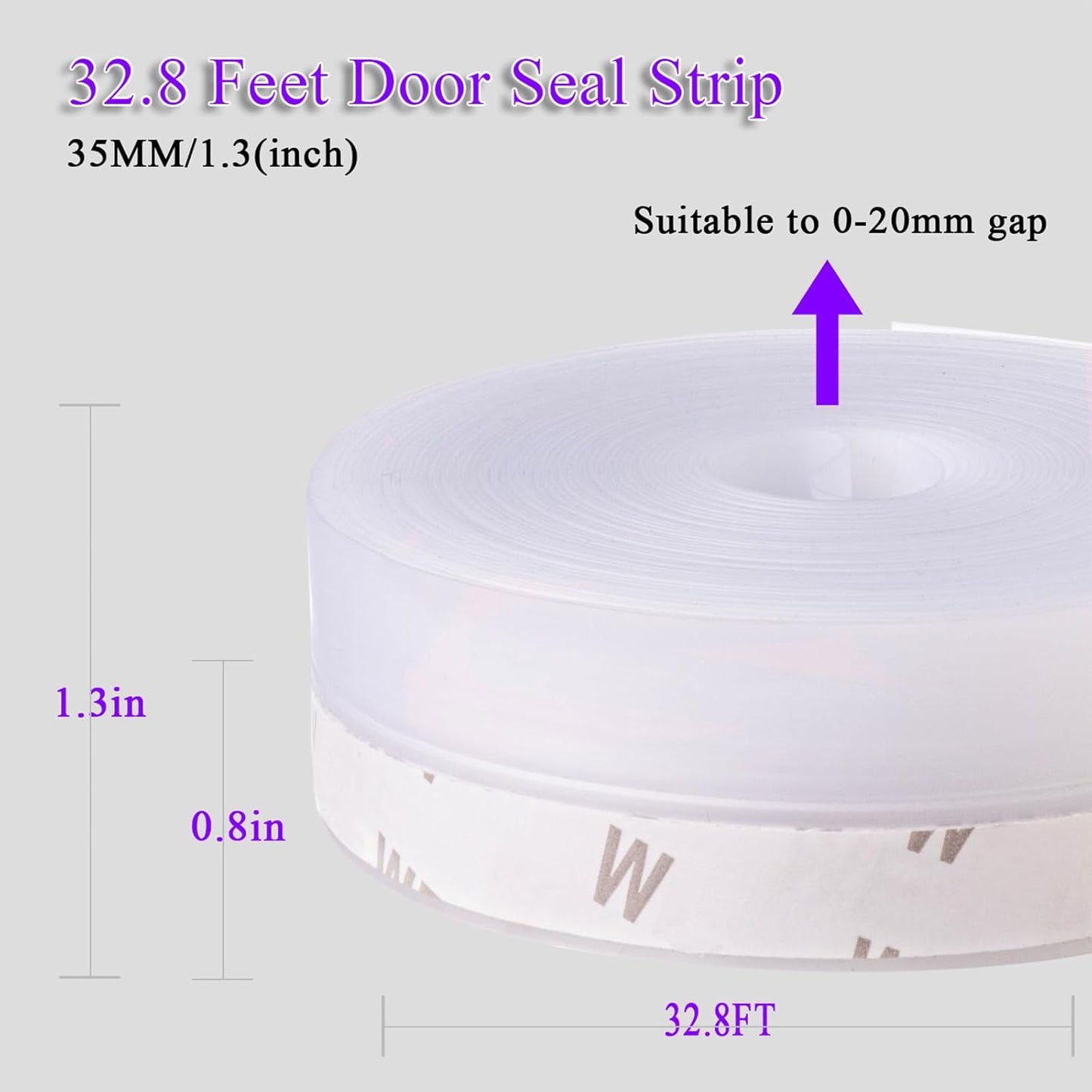 Weather Stripping Door Seal Strip for Gaps, Silicone Draft Stopper Adhesive Tape for Sliding Doors, Windows, Shower Glass, Soundproof Seal for Home Insulation, 32.8ft Roll Brown