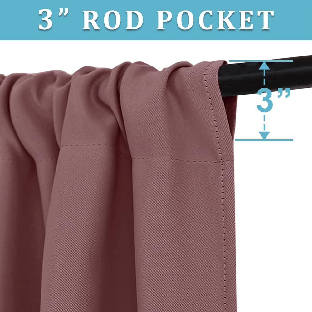 RYB HOME Living Room Curtains Blackout - Light Block Energy Efficiency Small Window Treatment Drapes for Kitchen Dining Baby Nursery Farmhouse Decor, W 42 x L 84 inch, Dusty Rose, 2 Panels