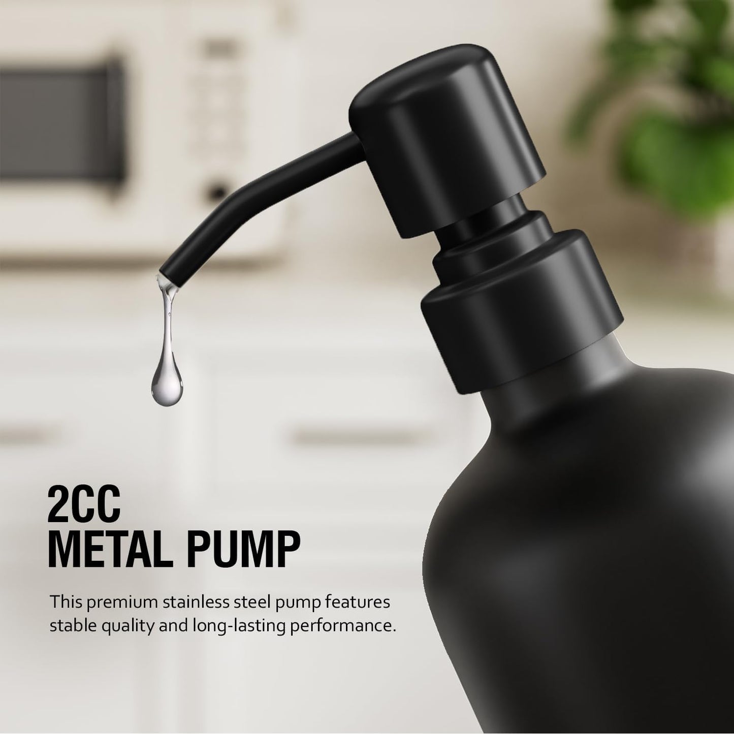 MOMEEMO Kitchen Soap Dispenser Set, Contains Dish and Hand Soap Dispenser, Suitable for Farmhouse Kitchen Decor. (Black & White)