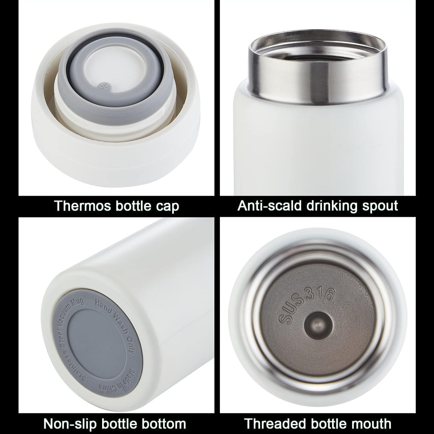 Mini Thermos Cute Water Bottle - 7 oz Tiny Insulated Vacuum 18/10 Stainless Steel Small Flask - Leak Proof & Spill Proof & Keeps Cold and Hot for Drink, Coffee, Tea - Yellow
