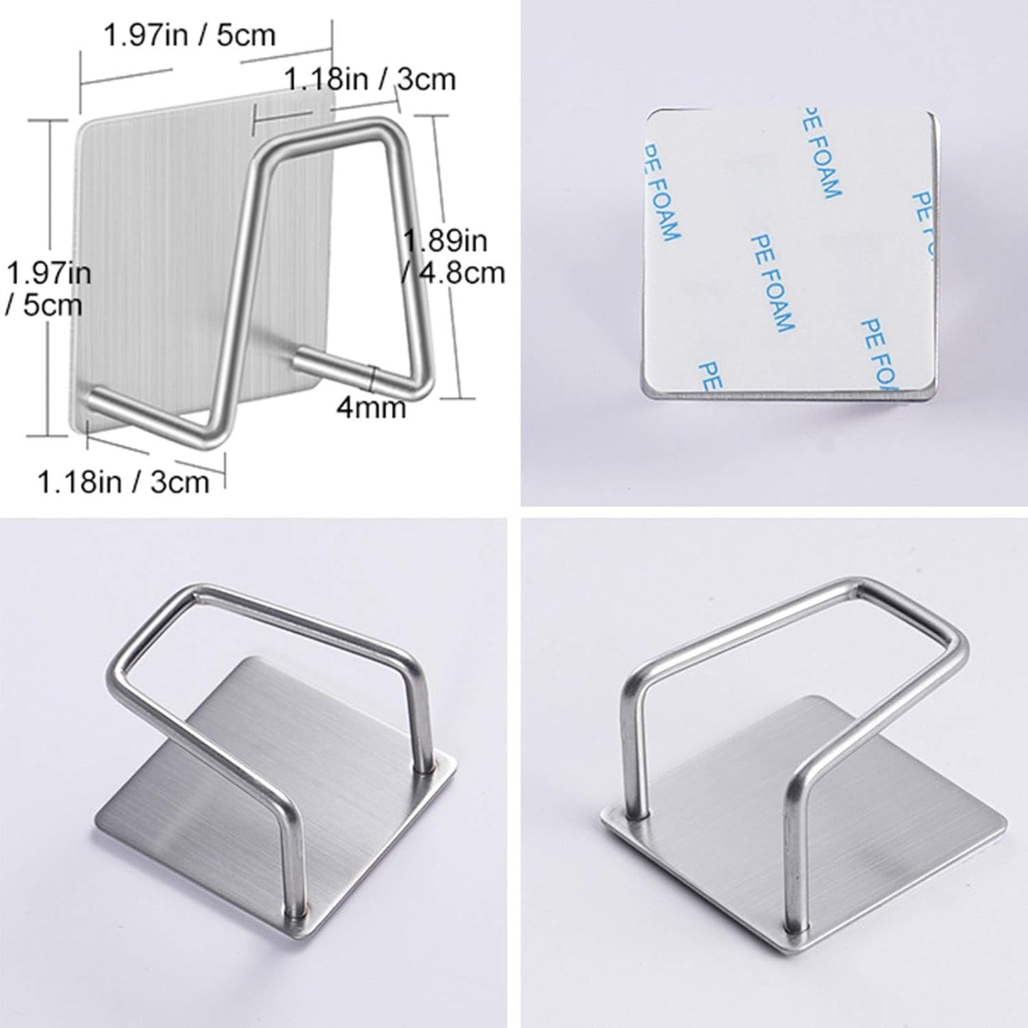 Adhesive Sponge Holder Sink Caddy for Kitchen Accessories - SUS304 Stainless Steel Rust Proof Waterproof, Quick Drying (2 Pack)