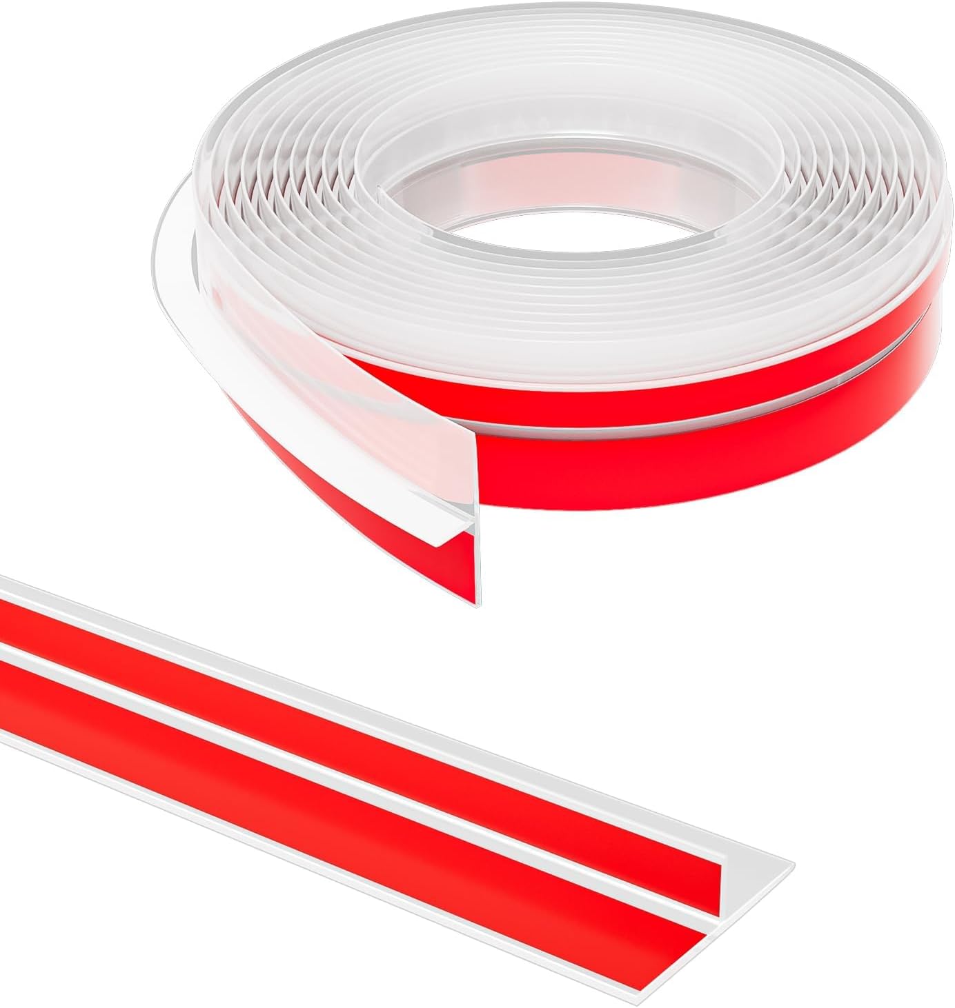 T-Shaped Door Draft Stopper, 1.97 in x 20 Ft Silicone Seal Strip for Windows Gaps, Weather Stripping Seal Strip Shower Sweep, Clear