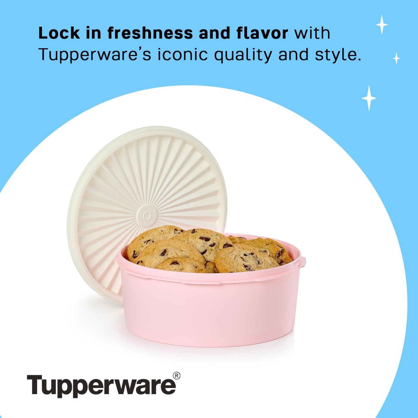 Tupperware Heritage Collection 7.6 Cup Cookie Canister, Vintage Light Pink Color, Dishwasher Safe and BPA Free Container (1.8 L)