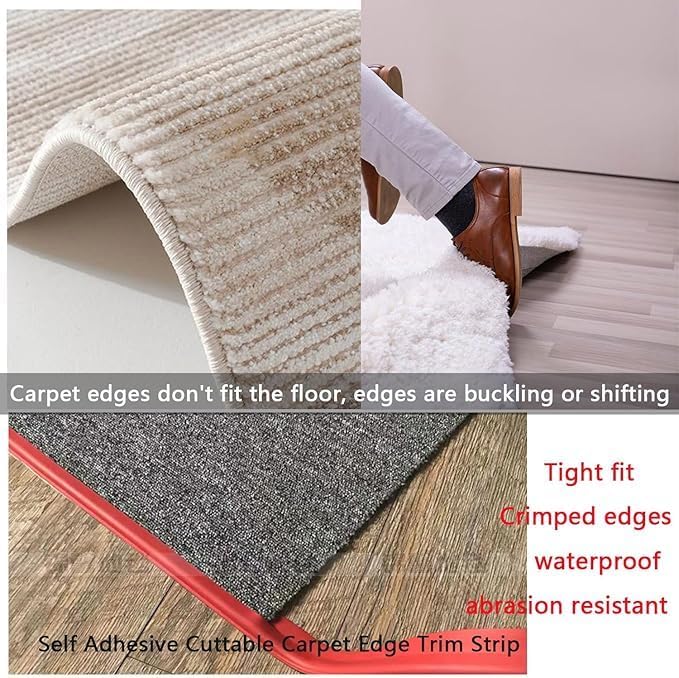 Self Adhesive Carpet Transition Strip with Edge Trim, Designed for Seamless Transitions from Carpet to Tile or Vinyl Floors, Perfect for Doorways.(Gray,82ft)
