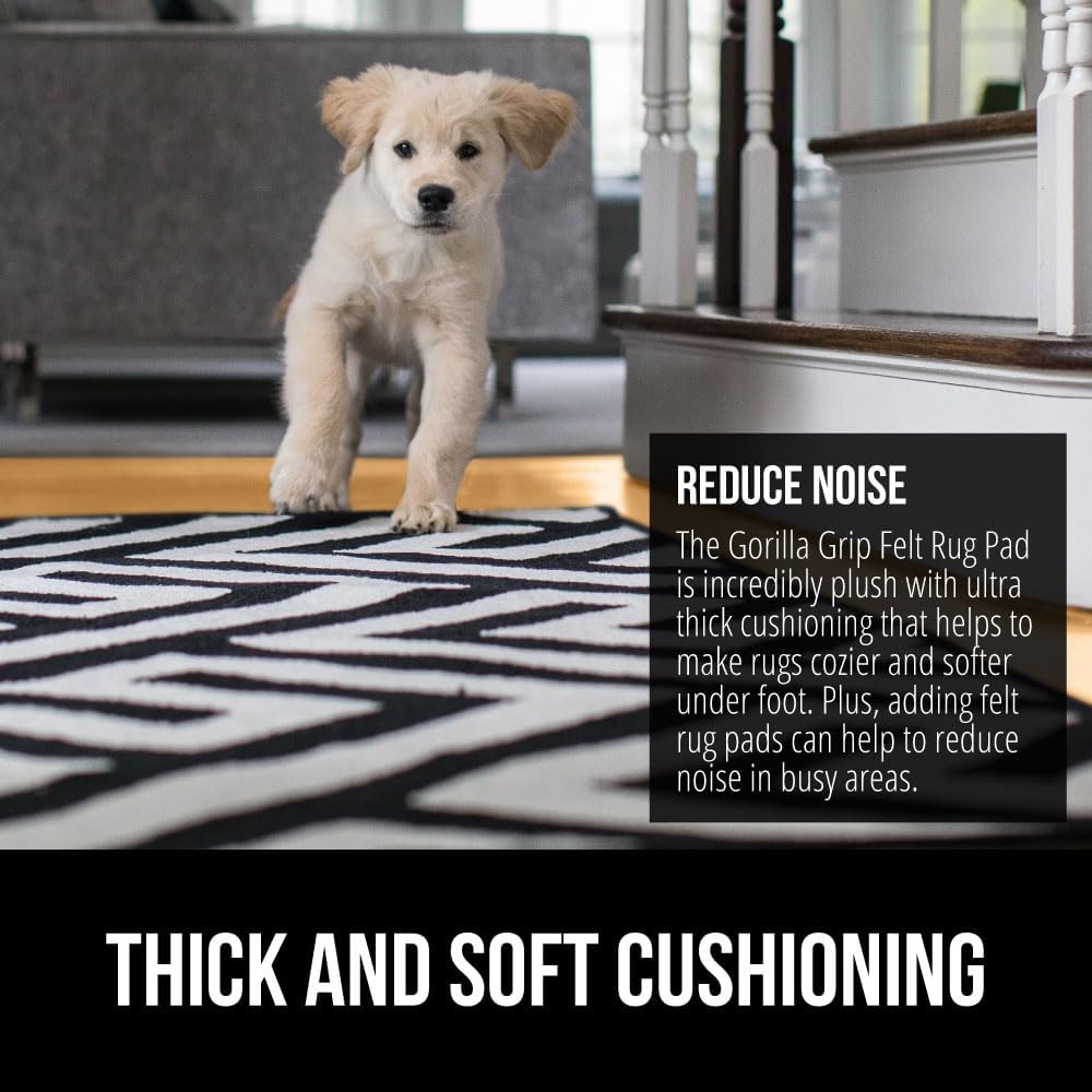 GORILLA GRIP Felt and Natural Rubber Stay in Place Slip Resistant Rug Pad, 1/4in Thick, 8x2 FT, Protective Padding Under Area Rugs, Cushioned Gripper Pads, Carpet Runners, Hardwood Floors Protection