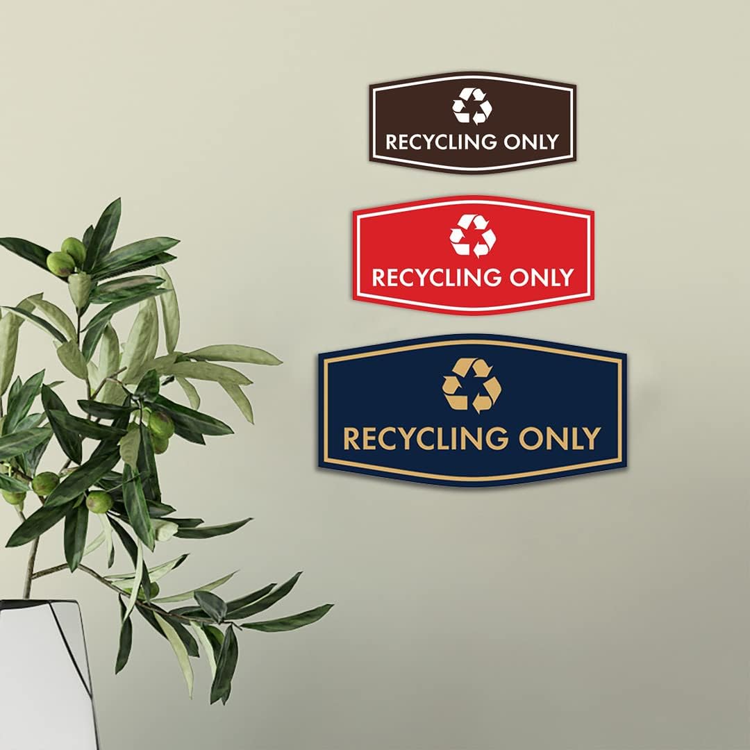 Fancy Recycling Only Sign (Black) - Small