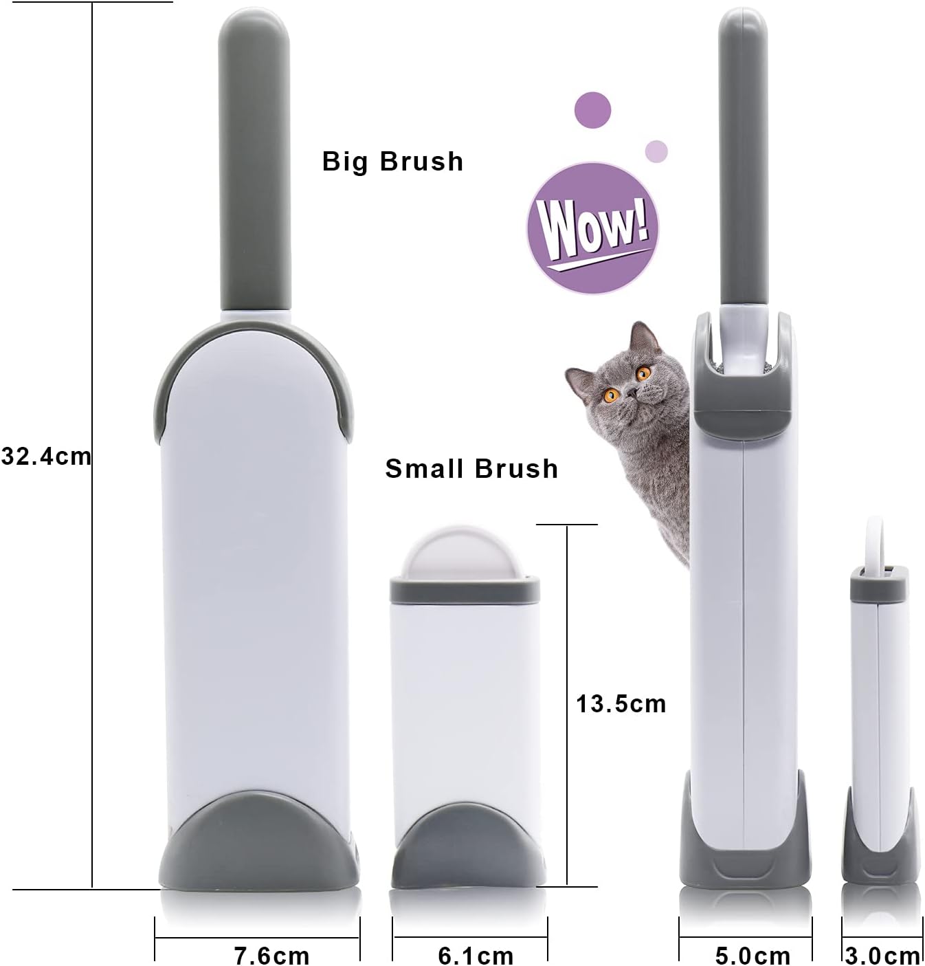 Pet Hair Remover Brush,Dog Hair Remover for Clothes - lint Remover Brush,Lint Brush Pet Hair Remover for Dogs, Cats & Puppies, Small Size (Gray)
