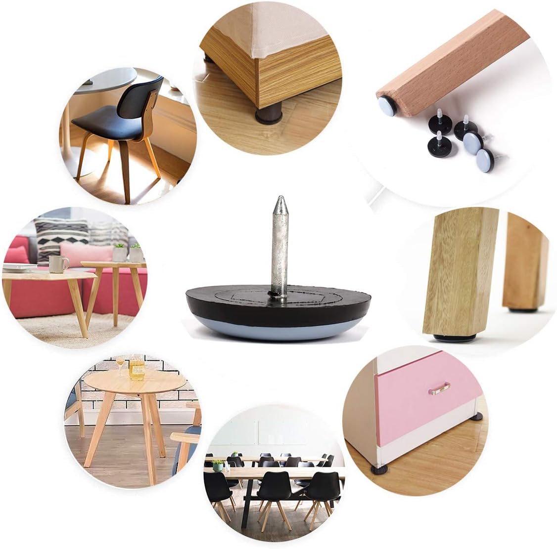 1" Nail on Furniture Sliders (24 Pack) - Furnigear Heavy Duty PTFE (Teflon) Chair Sliders Glides Wooden Furniture Movers Move Your Furniture Easily & Safety - Best Chair Leg Floor Protectors