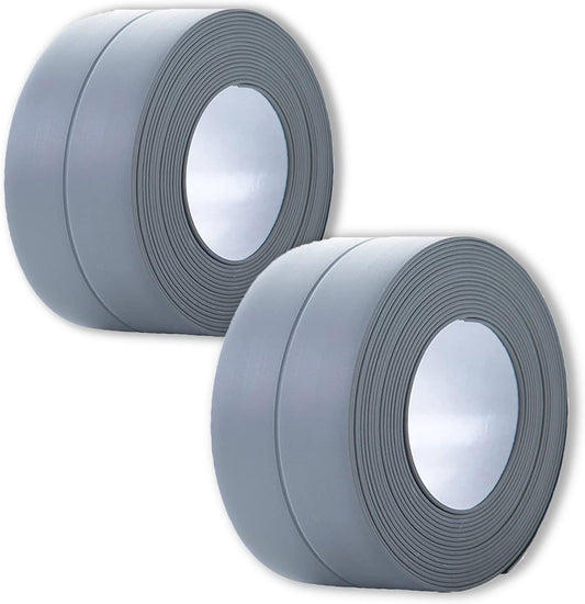 2 Pack Caulk Strip, 1.5" x 10.5Ft PVC Self Adhesive Caulk Tape, Sealing Waterproof Silicone Tape for Bathroom Bathtub Kitchen Toilet Wall Windows