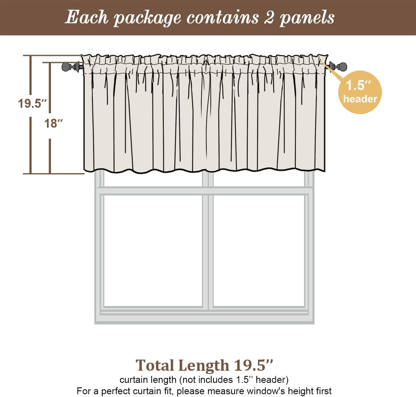 Chyhomenyc Sheer Valances for Windows 2 Pack, Small Window Curtains for Living Room Bathroom Cafe Laundry Basement, Modern Top Dual Rod Pocket Voile Curtain, 42W x 18L inches, Orange