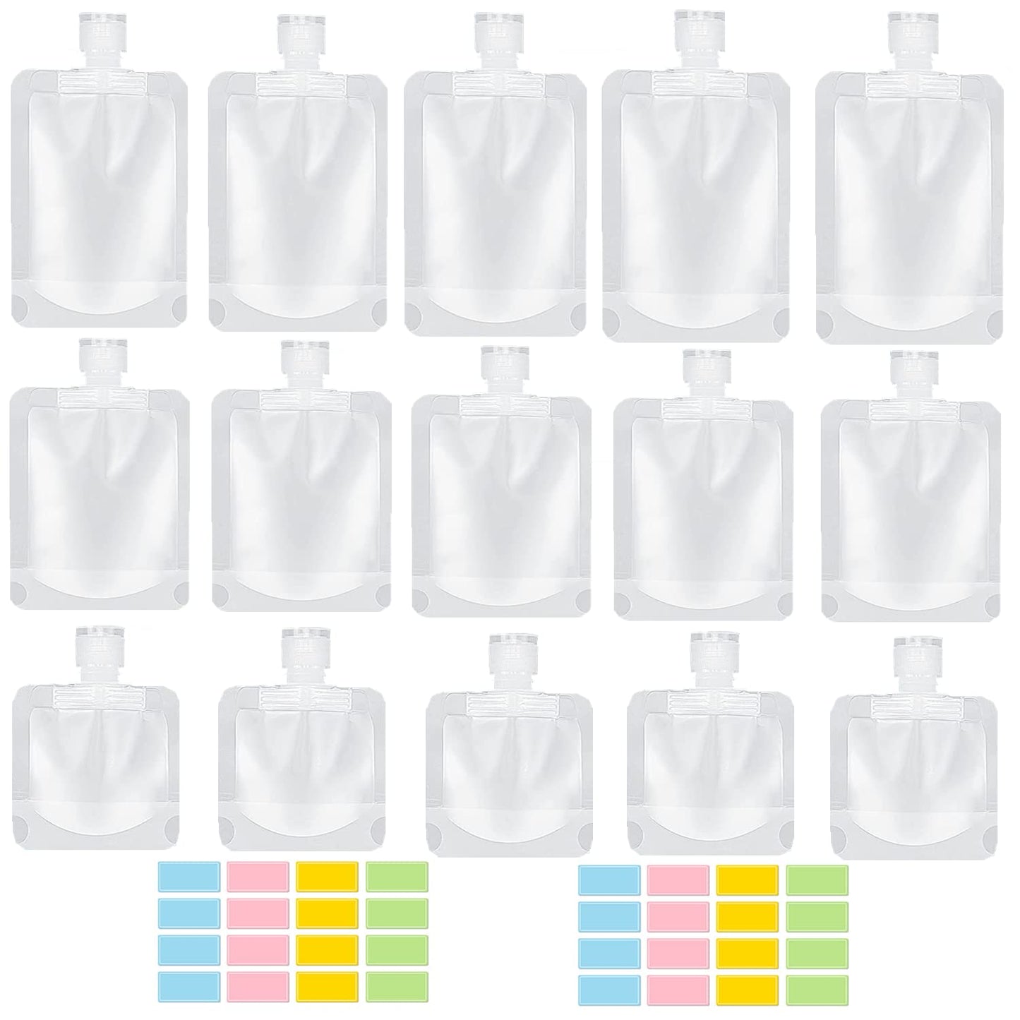 17 Pack Travel Pouches for Toiletries,TSA Approved,Travel Size Portable Containers,Stand Up Pouch,Refillable Travel Accessories for Shampoo Conditioner Lotion Soap Liquids (B-17pcs)