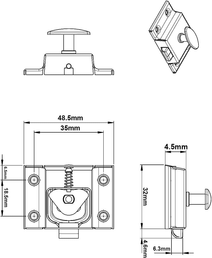 QCAA Oval Turn Cabinet Latch, for Cupboard & Other Furniture, Small, Matte Black, 1 Pack, Made in Taiwan