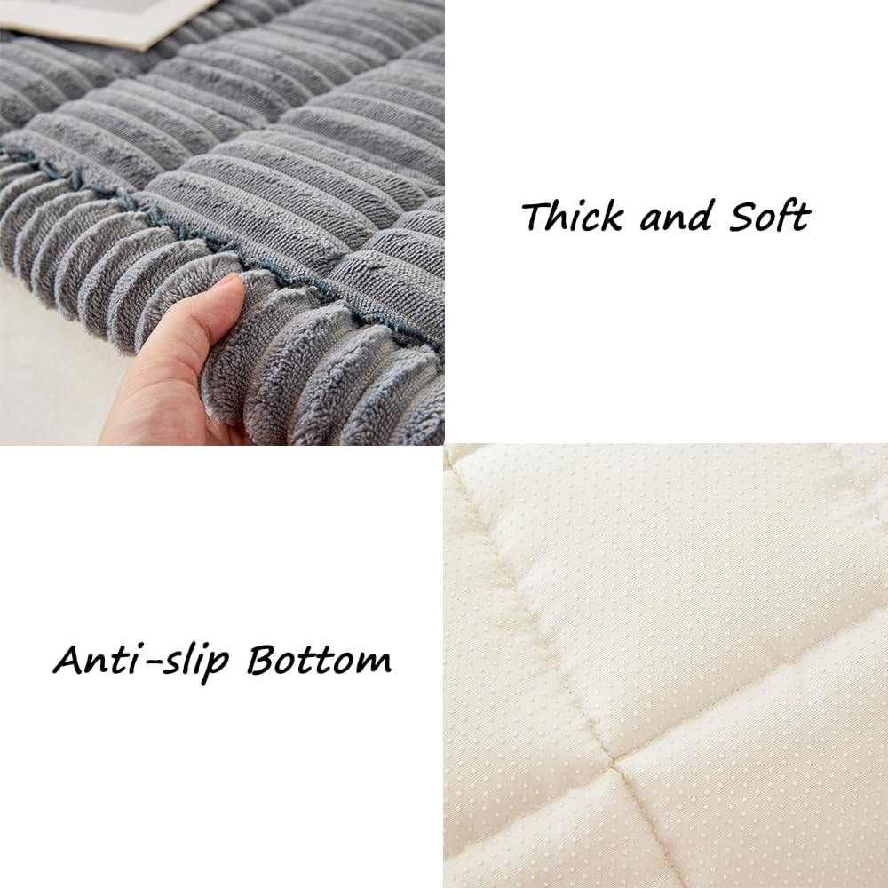 Couch Cover for Dogs Washable, Fuzzy Pet Couch Covers for 3 Cushion Sofa Pet Friendly, Non Slip Sofa Cover (Blue-Grey, 27.6" x 59"/70 x 150cm)