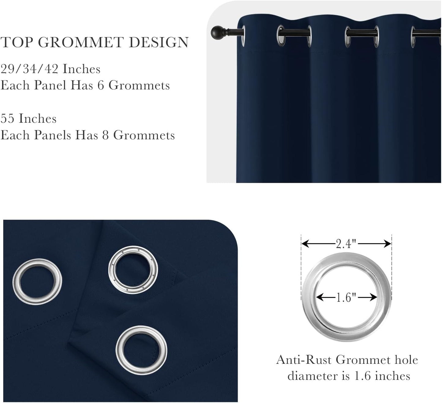 PONY DANCE Door Curtains for Doorways Privacy - Home Decoration Window Covering for Closet/Hallway Light Block Noise Reducing for Living Room 42 x 80 inch, Navy Blue, 2 PCs
