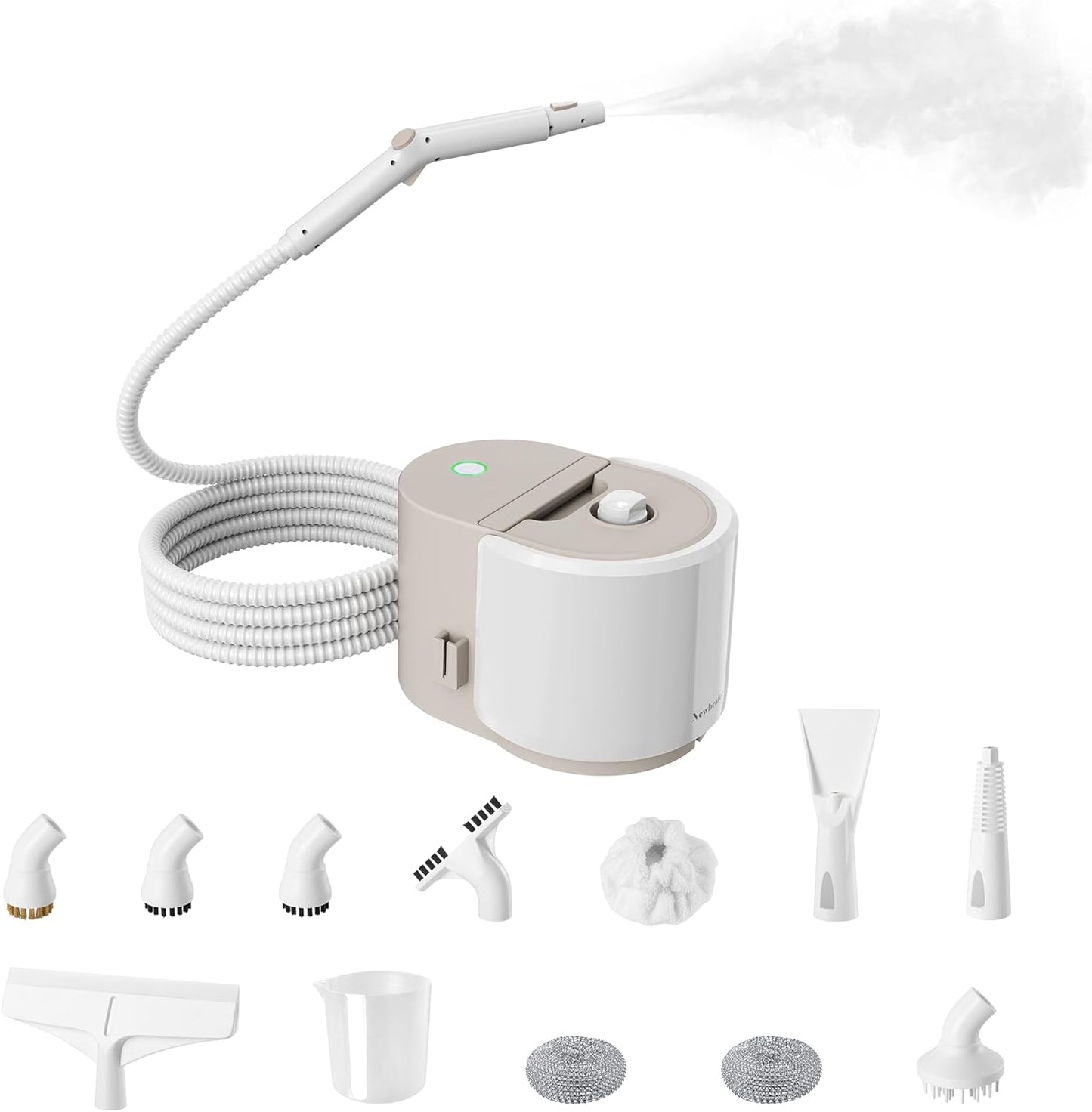 Newbealer Heavy-Duty Steam Cleaner for Home, Stainless Steel Boiler, 12-Piece Accessory Kit, Max 5 Bar Pressure, Multi-Purpose Steamer for Floors, Cars, Furniture, Upholstery, and More