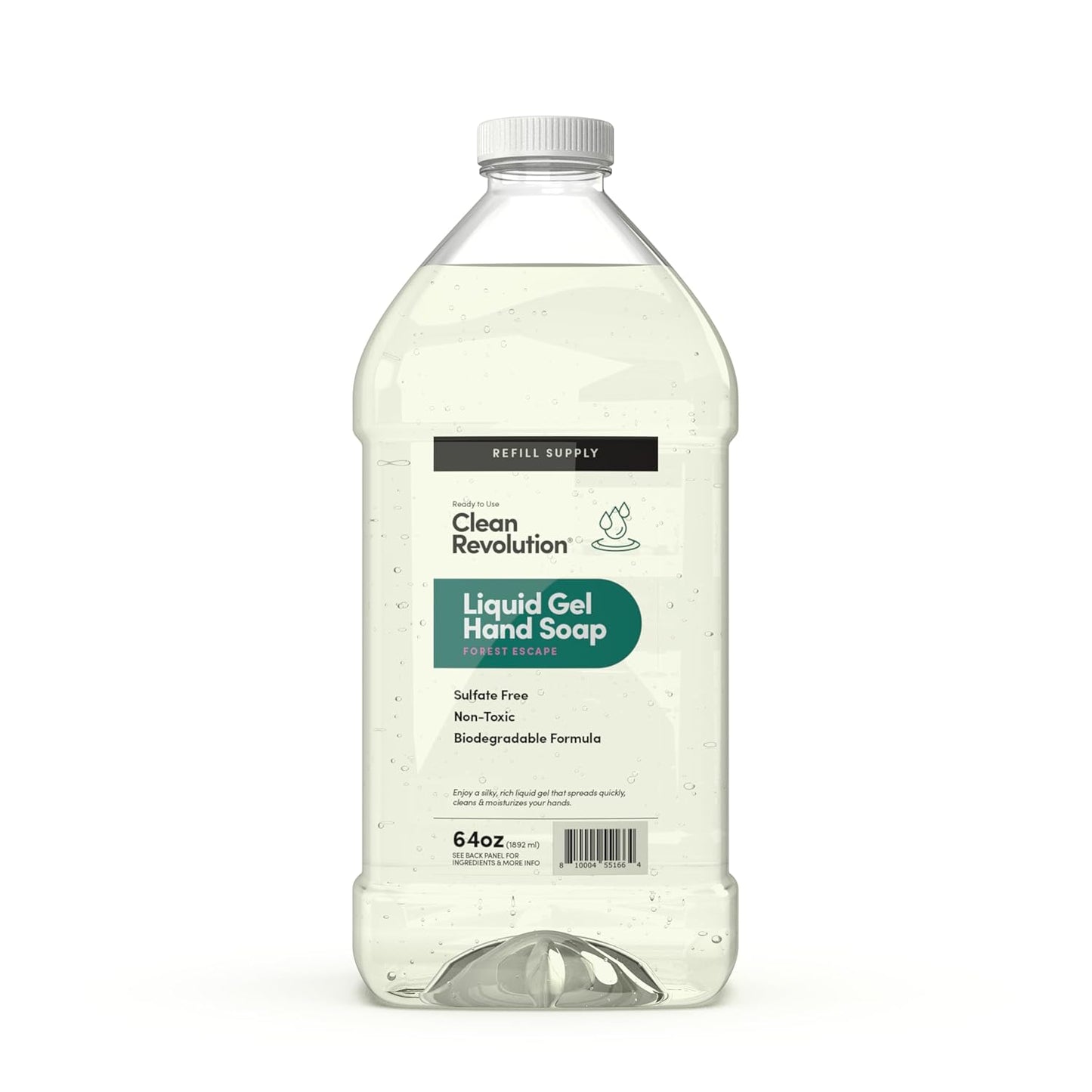 Clean Revolution Liquid Gel Hand Soap, Silky Rich Liquid, Quick Lather, Fast Rinsing, Contains Real Essential Oils (Forest Escape) 64 Fl Oz