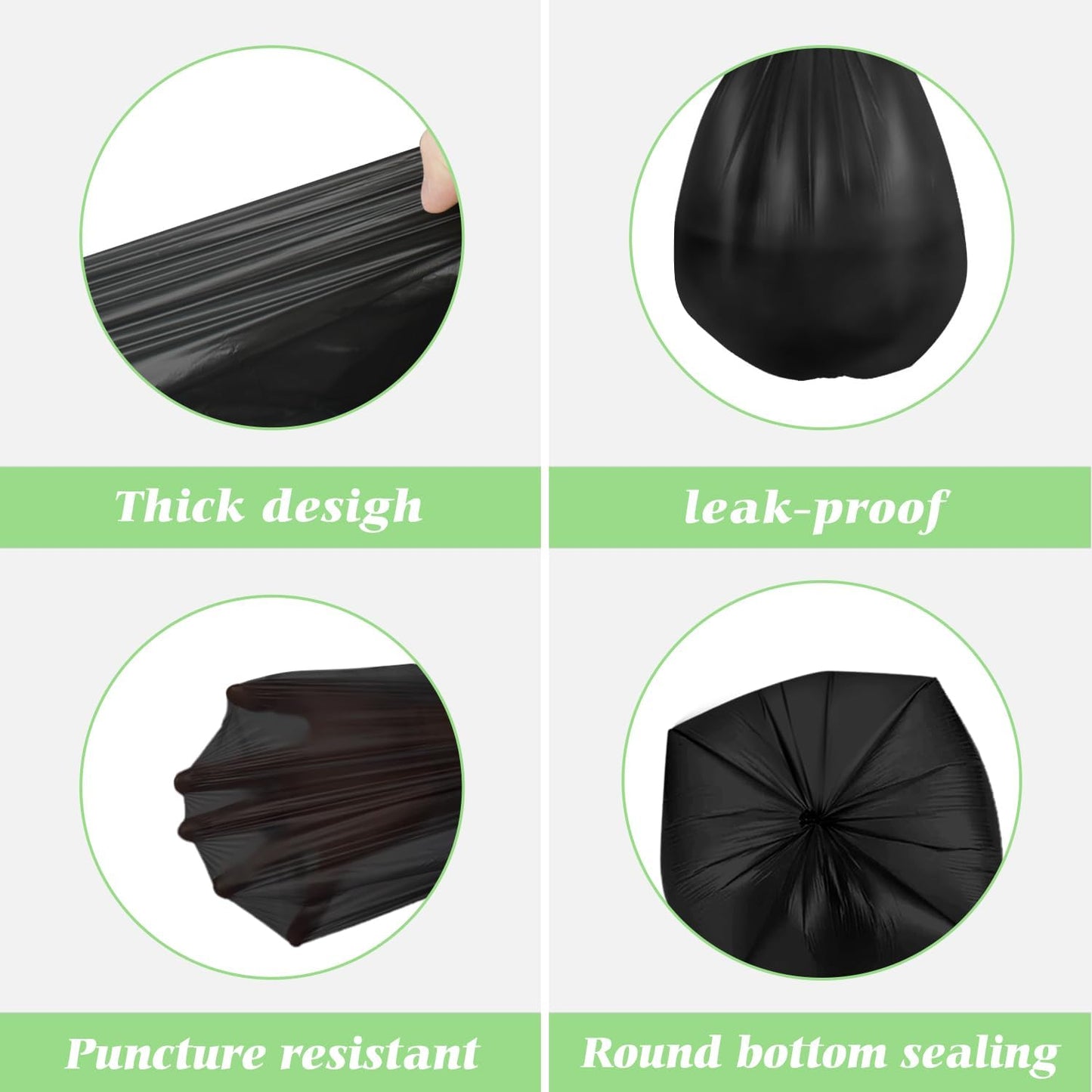 8 Gallon 130 Counts Strong Trash Bags Garbage Bags by RayPard, fit 30 Liter Kitchen Waste Basket, Medium Trash Bags Can Liners for Home Office Kitchen Bathroom Bedroom, Black