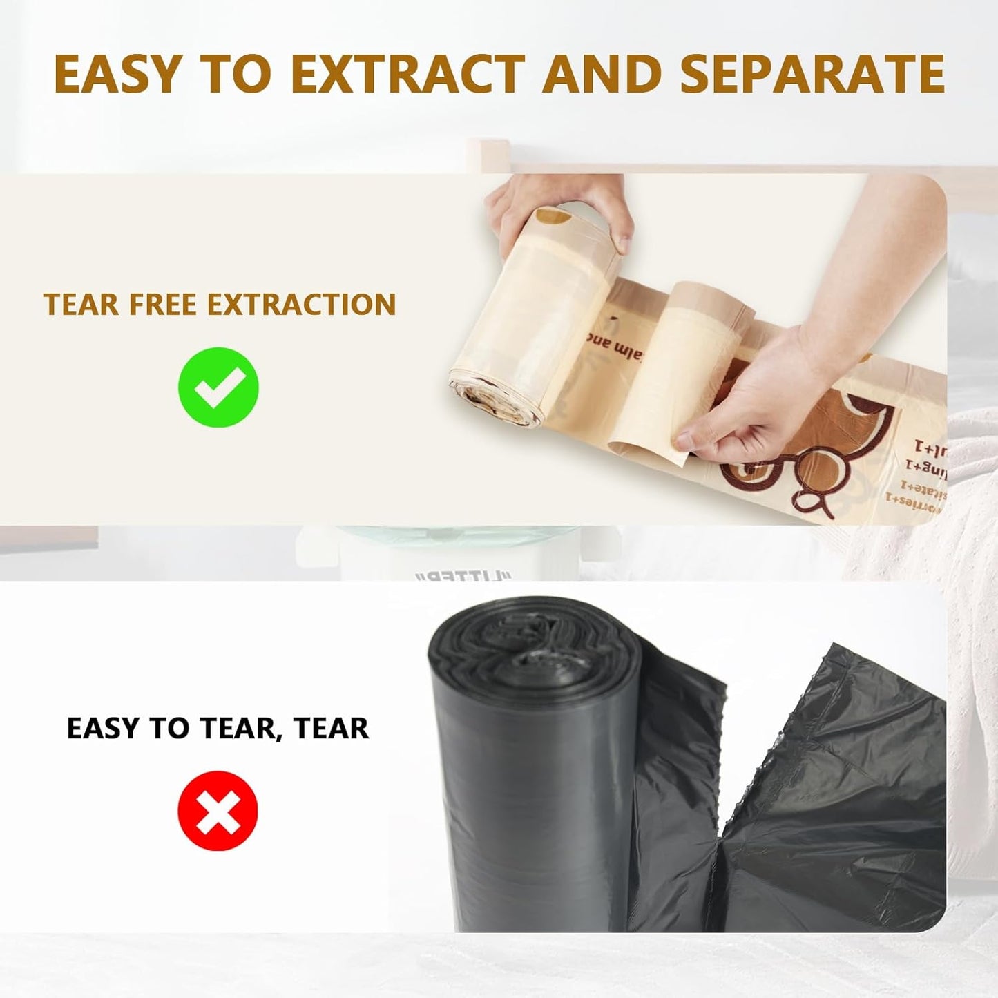 VOK 4 Gallon Trash Bags with Capybara Printed, Drawstring Small Garbage Bags, Tear-Resistant & Odor-Control Bathroom/Kitchen Trash Can Liners, Bathroom Trash Bags with Secure Tie, 100 Counts