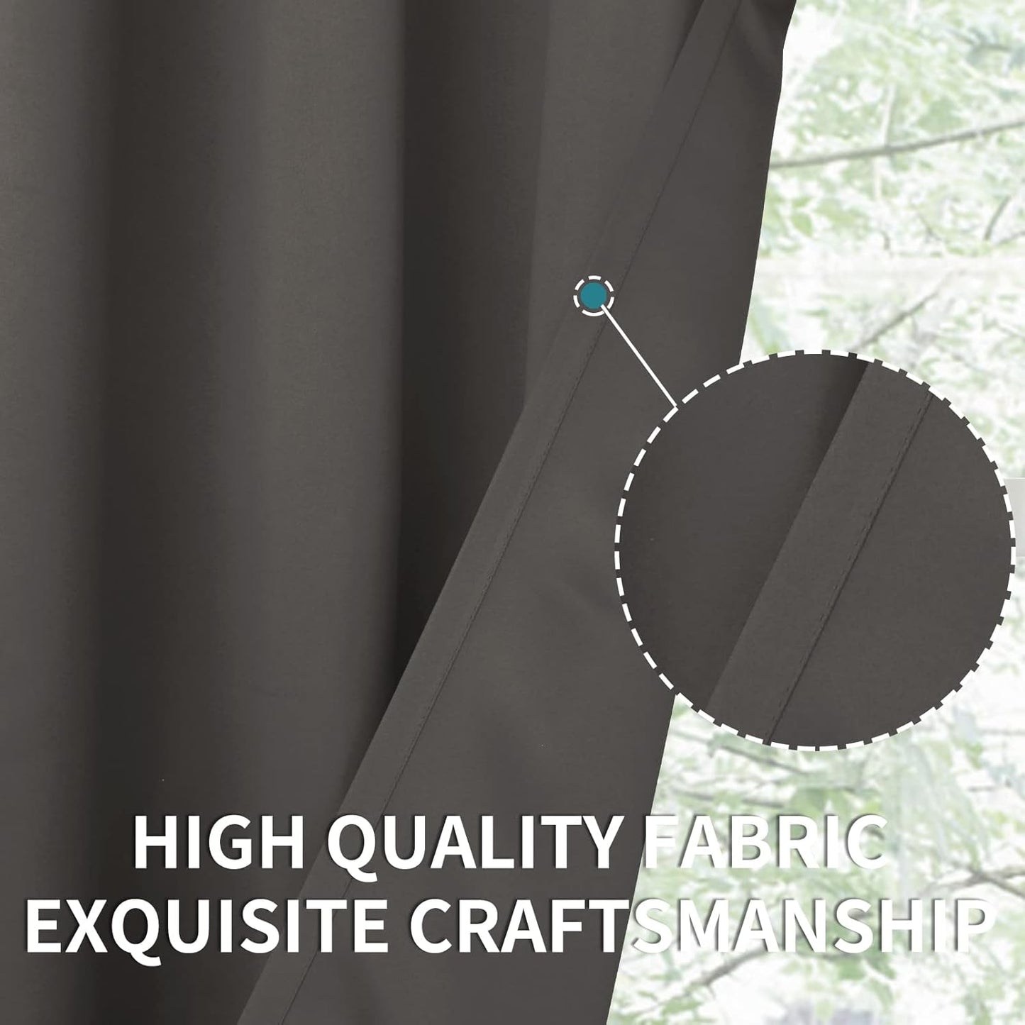 BGment Short Blackout Curtains 45 Inches Length for Bedroom - Rod Pocket Thermal Insulated Room Darkening Window Curtain for Kitchen Cafe, 42 x 45 Inch, 2 Panels, Grey