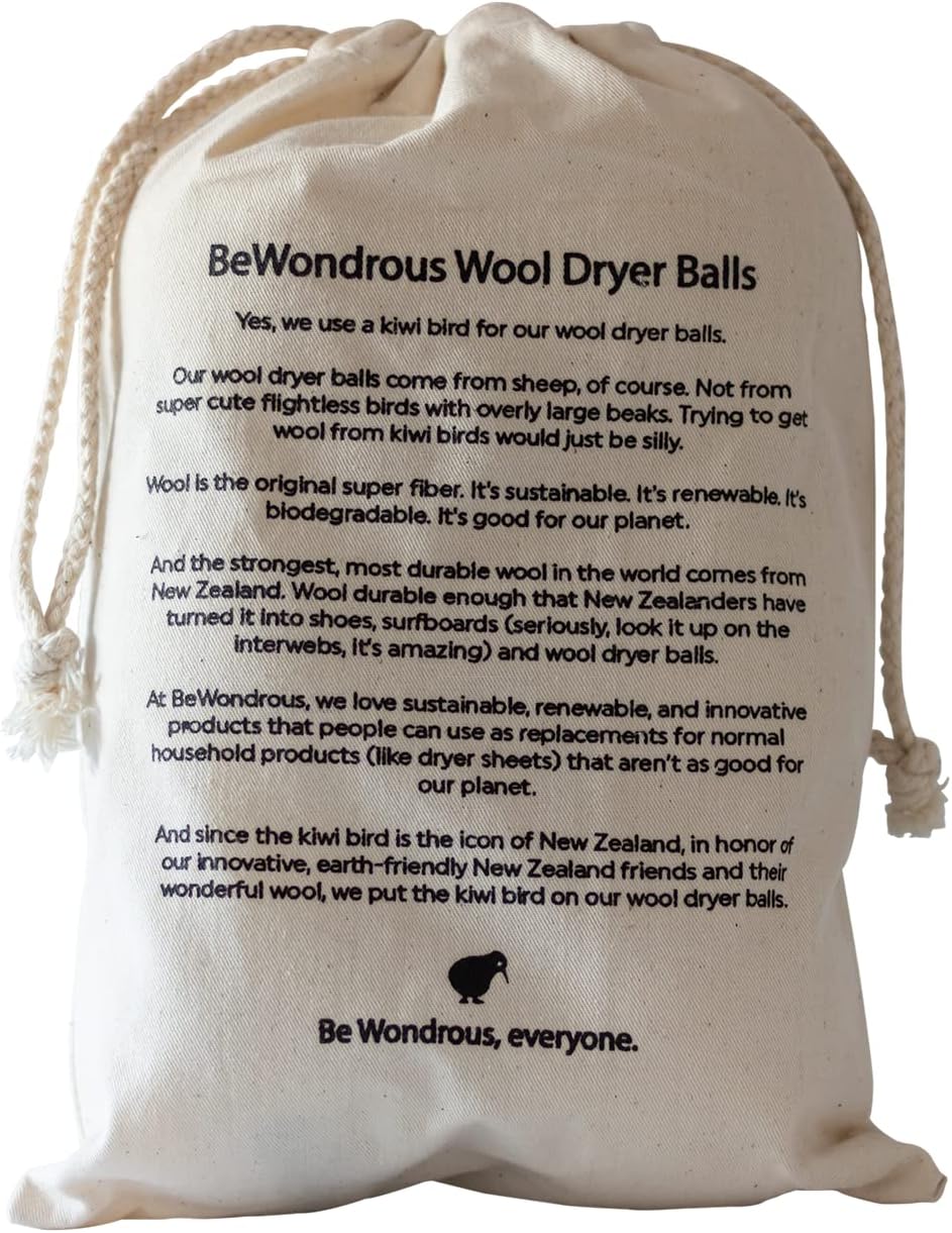 Wool Dryer Balls XL, 100% New Zealand Organic Wool - Reusable Natural Fabric Softener for Laundry, Dryer Sheets Alternative - Prevent Wrinkles and Anti Static (White, 4-Pack)