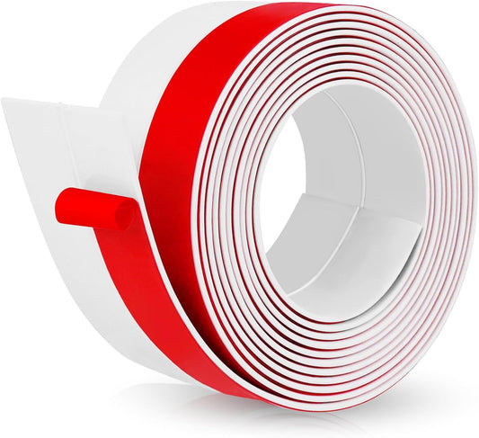 Weather Stripping Door Draft Stopper Flexible Self Adhesive Silicone Door Seal Strip for Glass Doors Windows and Shower Glass Gaps, 2 Inch Wide X 20 Feet Long, White