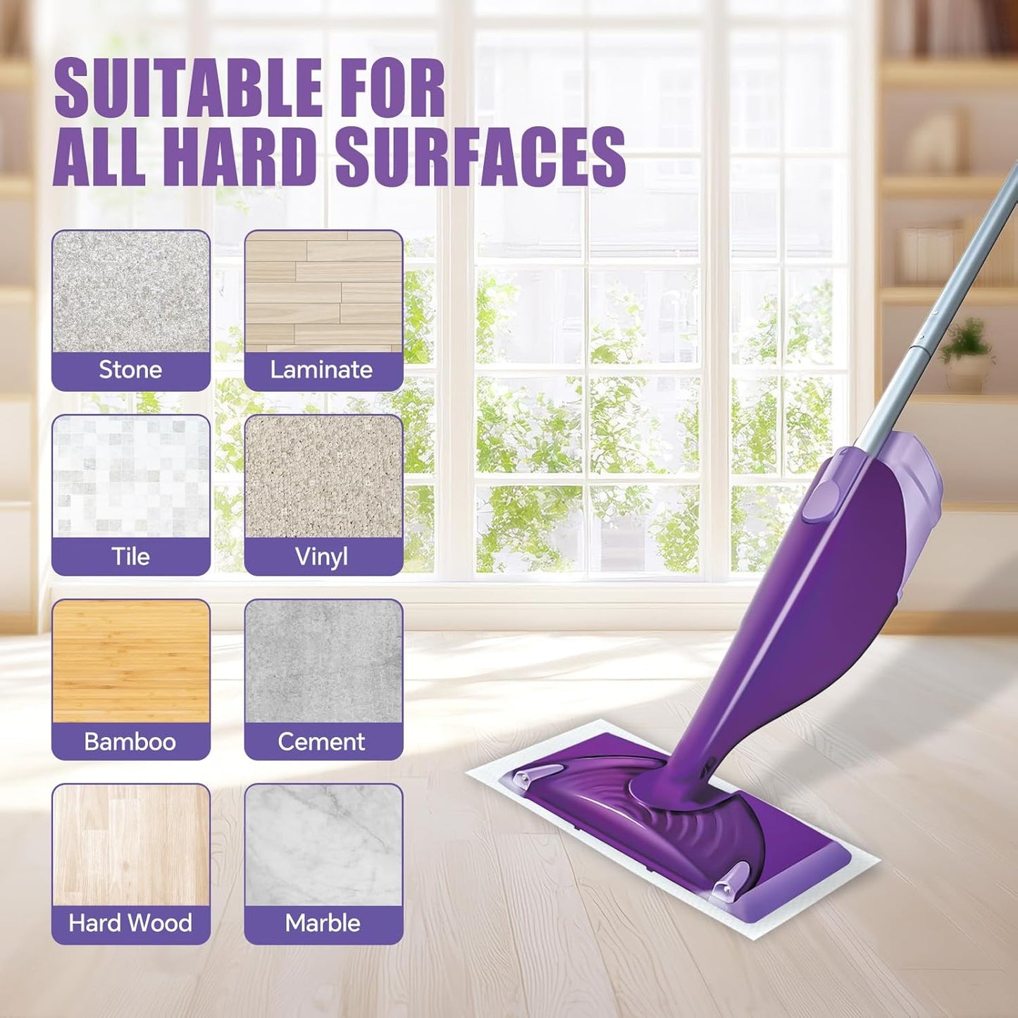 80 Pack Disposable Mop Pad Refills for Swiffer Wet Jet Spray Mop，Dry&Wet Mopping Pad Compatible with Swiffer Wet Jet and Any Model of Velcro Mop，Multi Surface WetJet Pad for Floor Cleaning