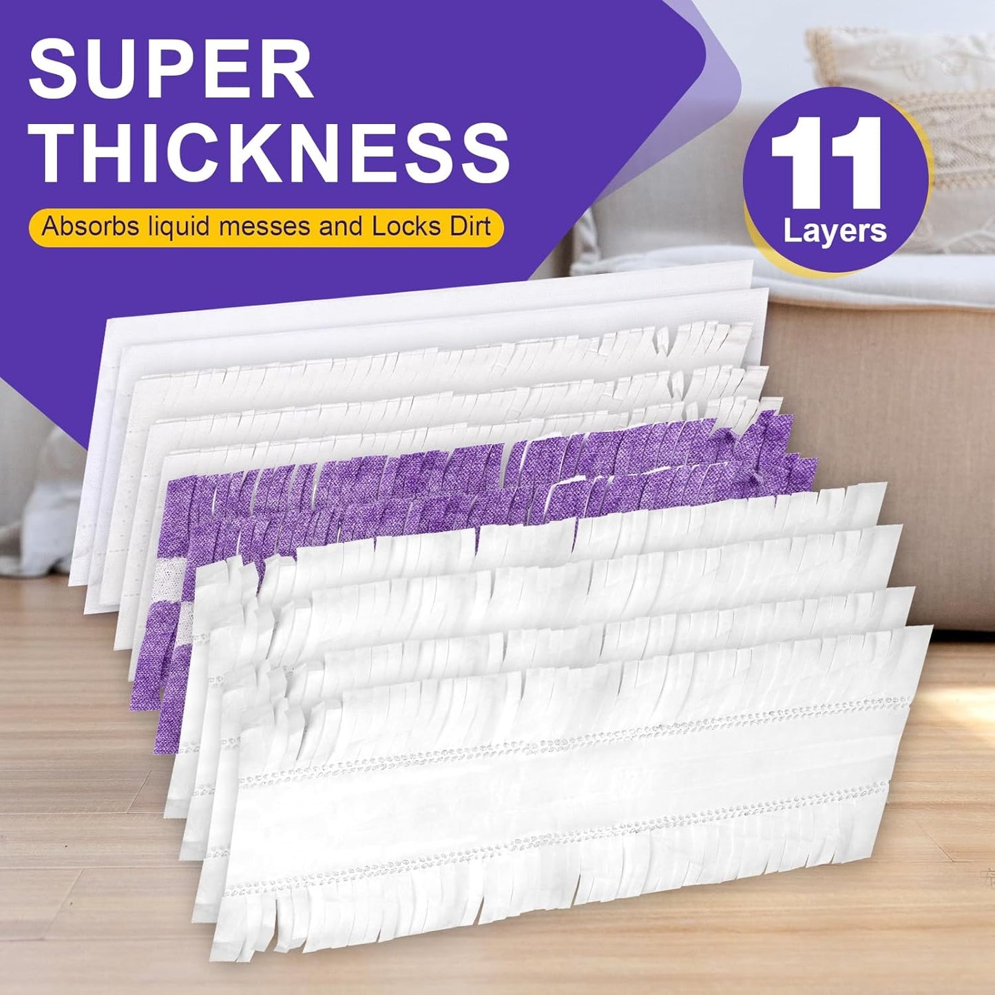 5X Cleaning Power Mop Pads Compatible with Swiffer PowerMop, Disposable Mopping Pad Refills for Cleaning, Multi-Surface Wood Floor Replacement Pads (32)