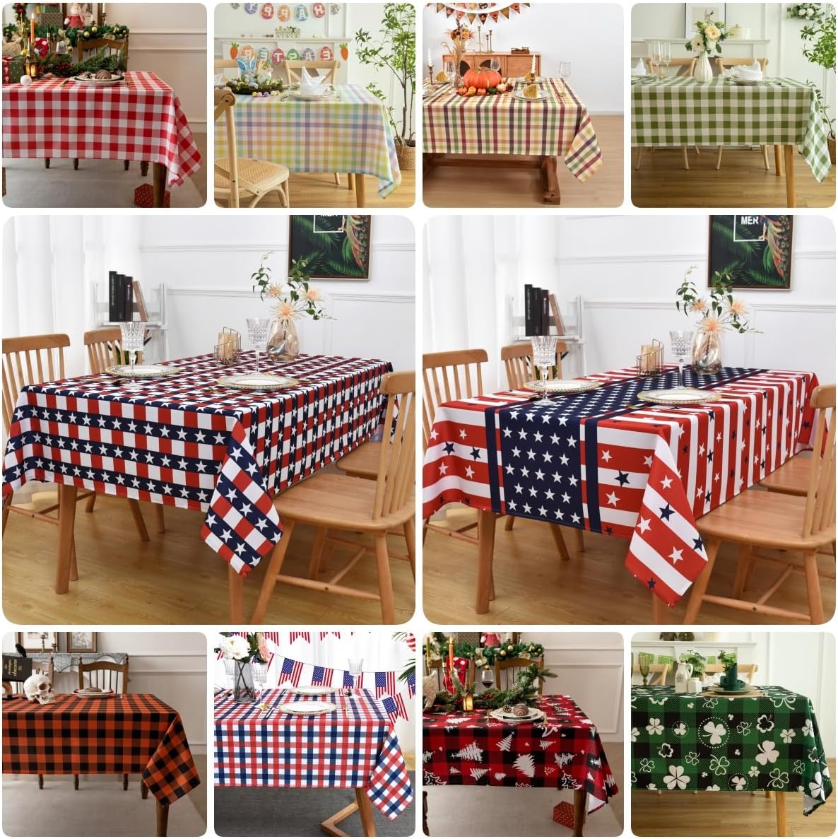 Waterproof Christmas Plaid Tablecloth Fabric - Red Oblong 52x70 Inch Classic Buffalo Tartan Festive Table Cloth for Indoor Use - New Year Tabletop Cover for Dinner, BBQs, and Parties