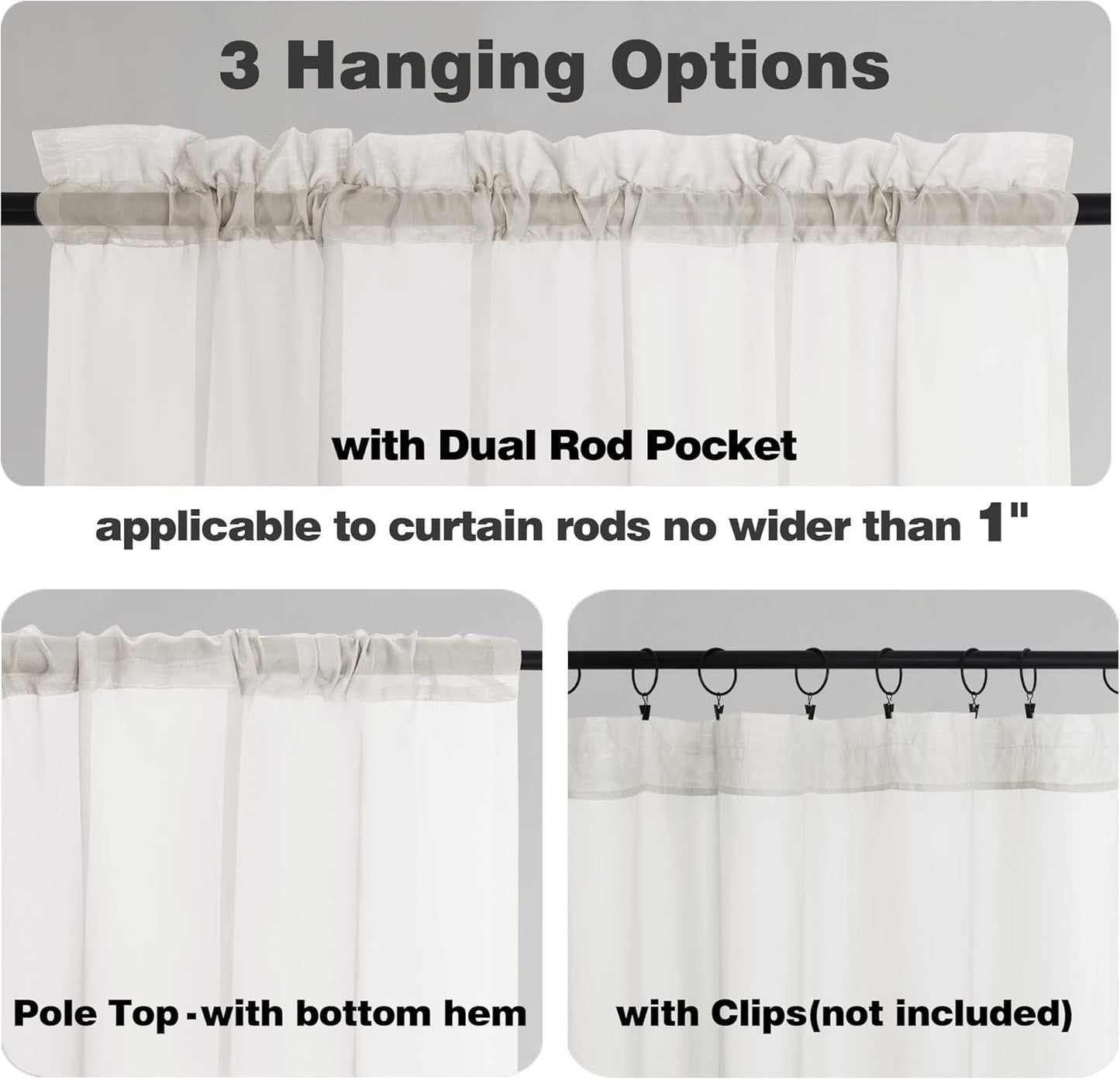 Chyhomenyc Extra Long Ivory Sheer Curtains 108 Inches Long 2 Panels, Light Filtering Ivory Curtains for Living Room, Soft Gentle Voile Rod Pocket Bedroom Window Drapes, 59Wx108L Inch, 9FT, 2PCS