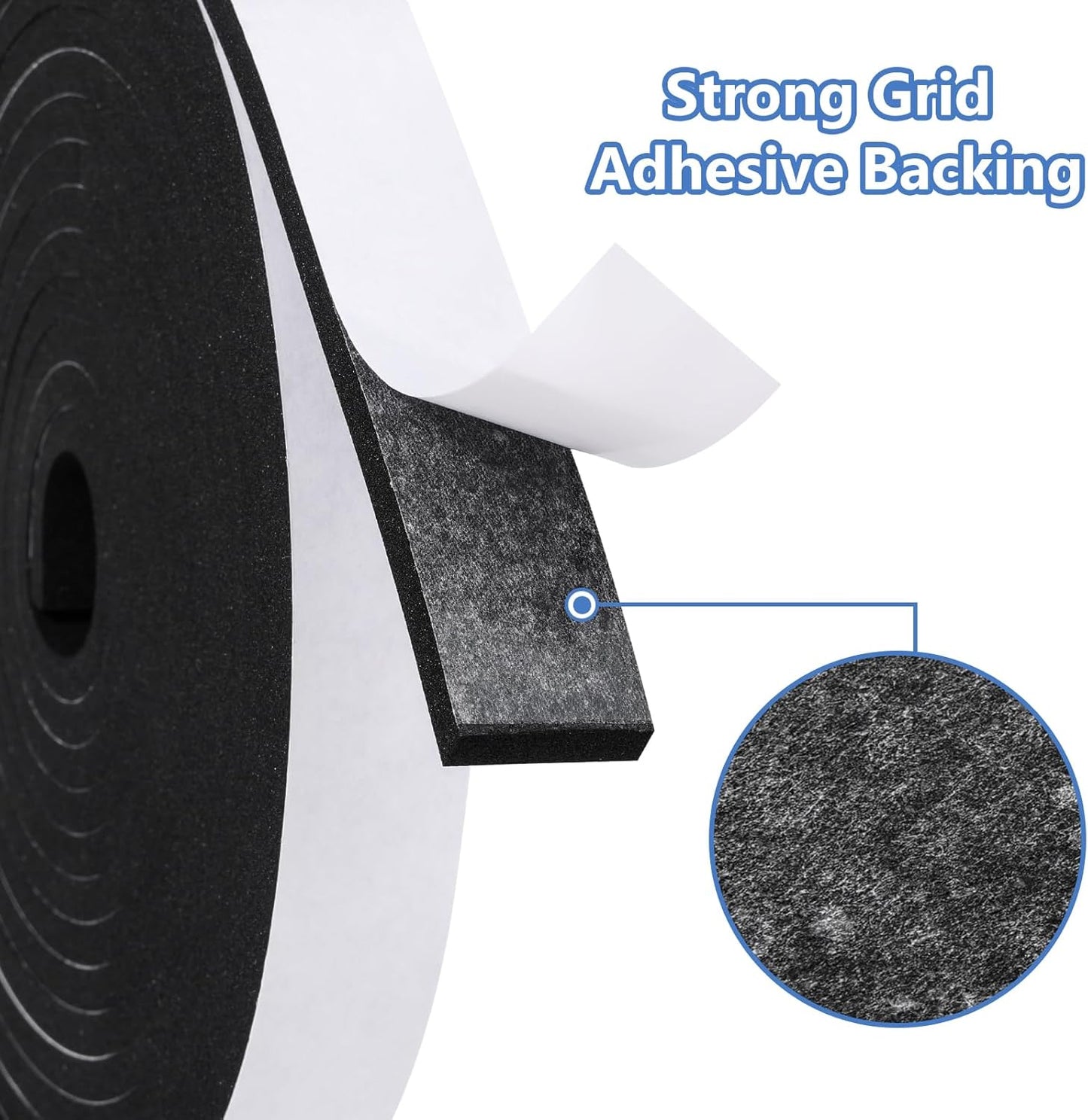 Weather Stripping Door Seal Strip (3/5 Inch X 1/4 Inch X 16Feet), Strong Adhesive, Lightproof, Soundproof, Weatherproof Foam Tape Insulation for Sliding Door, Front Door Frame, Windows- Black