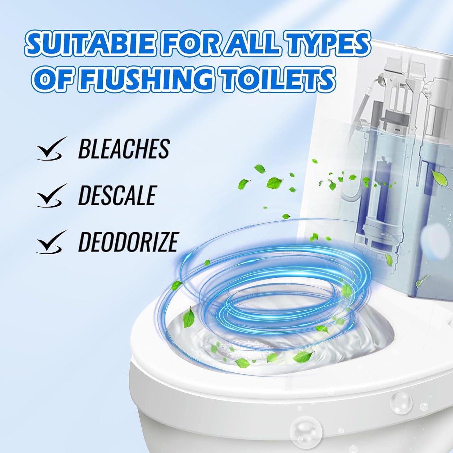 Automatic Toilet Bowl Cleaner Tablets–Fresh Scent,50 PACK,Long-Lasting Clean–Safe for Tanks&Pipes Deodorizing and Descaling–Bathroom Cleaner Against Tough Stains Keeps Bowl Clean Between Washes-fresh