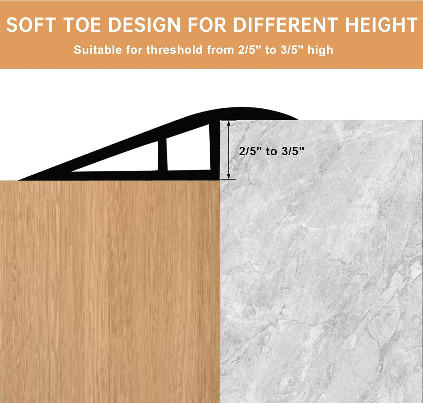 Vinyl Door Threshold Flooring Transition Strip Self Adhesive Carpet Edging Strip for Laminate Doorway Edge Threshold from 2/5" to 3/5" (Light Yellow Wood Grain, 3.3 Ft)
