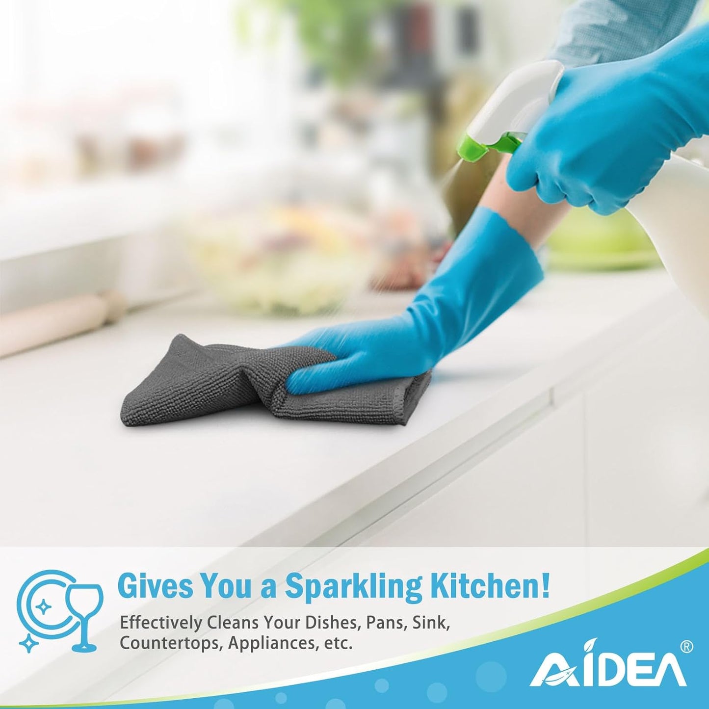 AIDEA Microfiber Cleaning Cloth-50PK, Soft Microfiber Towels for Cars, Absorbent Cleaning Rags, Lint-Free Streak-Free Wash Cloths for House, Kitchen, Window(12in.x12in), Grey