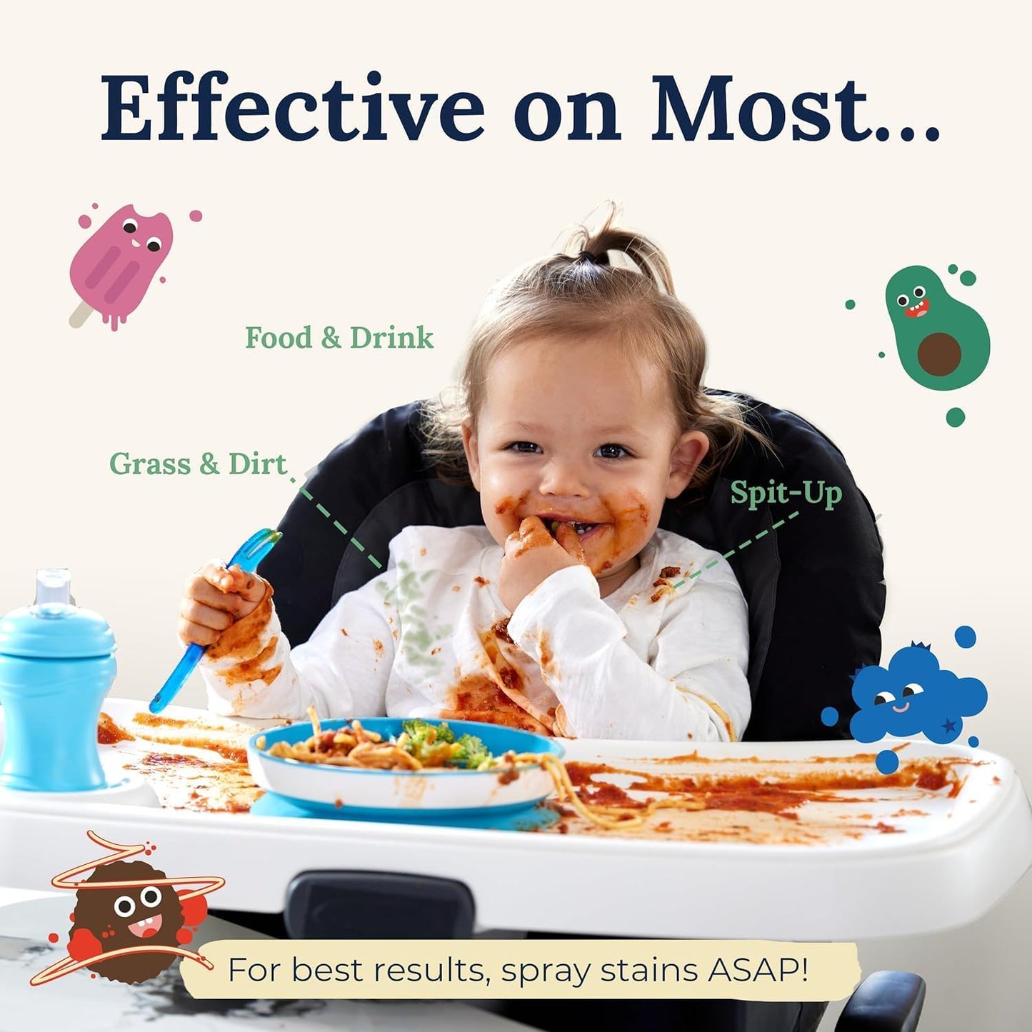 Miss Mouth's Messy Eater Stain Treater - 32oz Refill - Newborn & Baby Essentials - No Dry Cleaning Food, Grease, Coffee Off Laundry, Underwear, Fabric