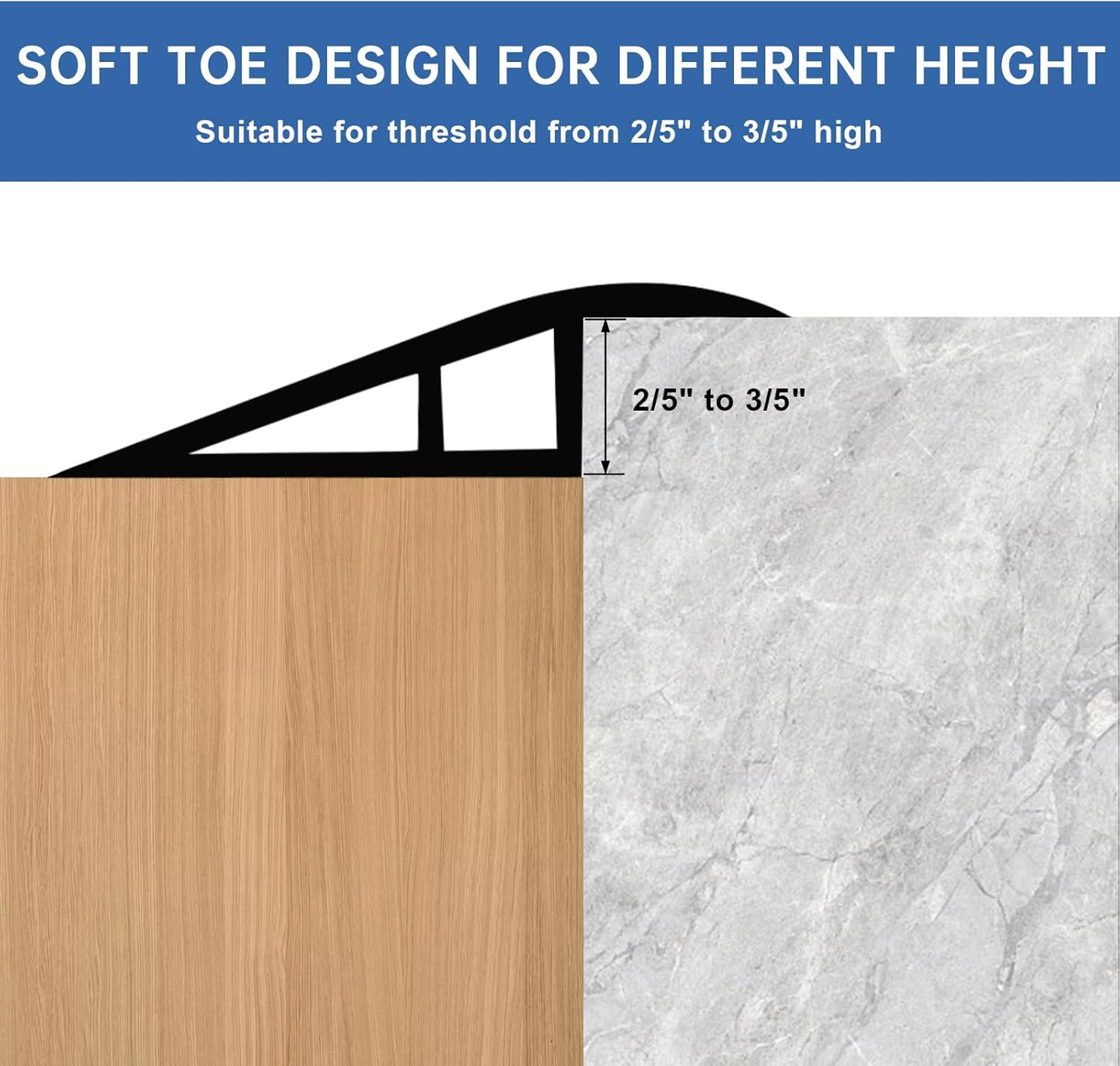 Vinyl Door Threshold Flooring Transition Strip Self Adhesive Carpet Edging Strip for Laminate Doorway Edge Threshold from 2/5" to 3/5" (Brown Wood Grain, 6.6 Ft)